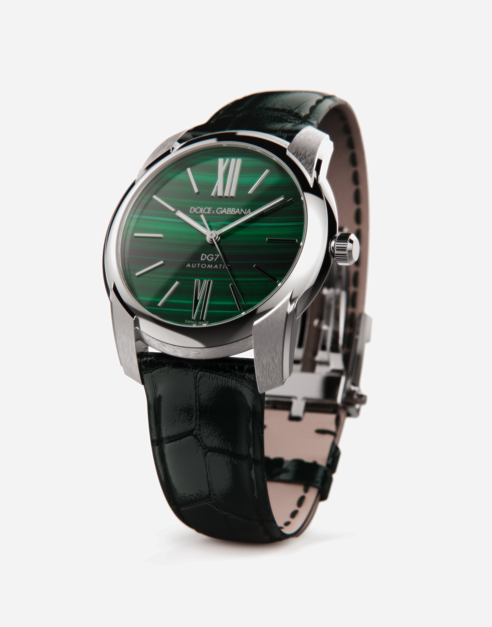 Shop Dolce & Gabbana Steel And Malachite Watch In Green