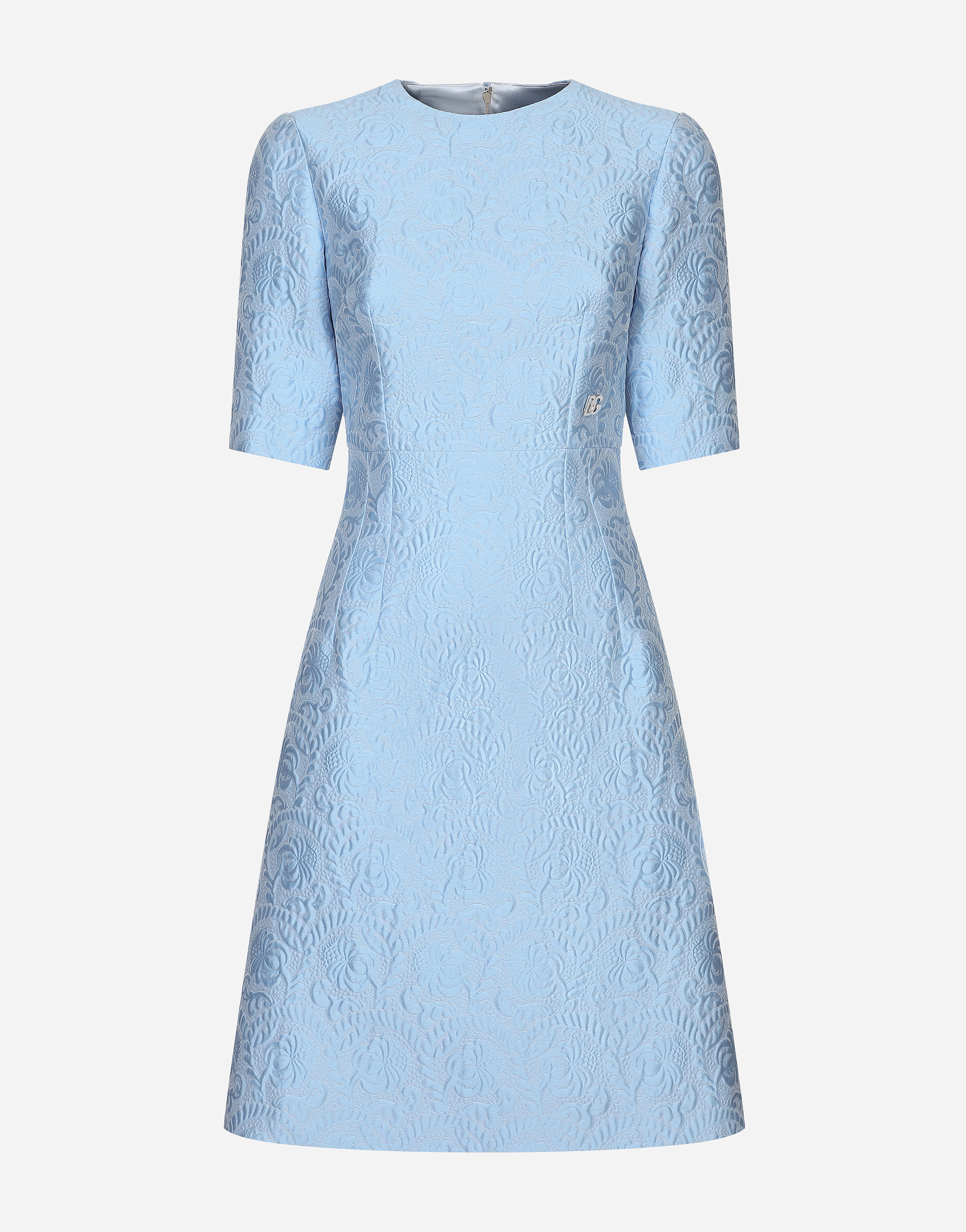 Dolce & Gabbana Fit-and-flare Midi Dress In Floral Jacquard - Woman Dresses Azure
