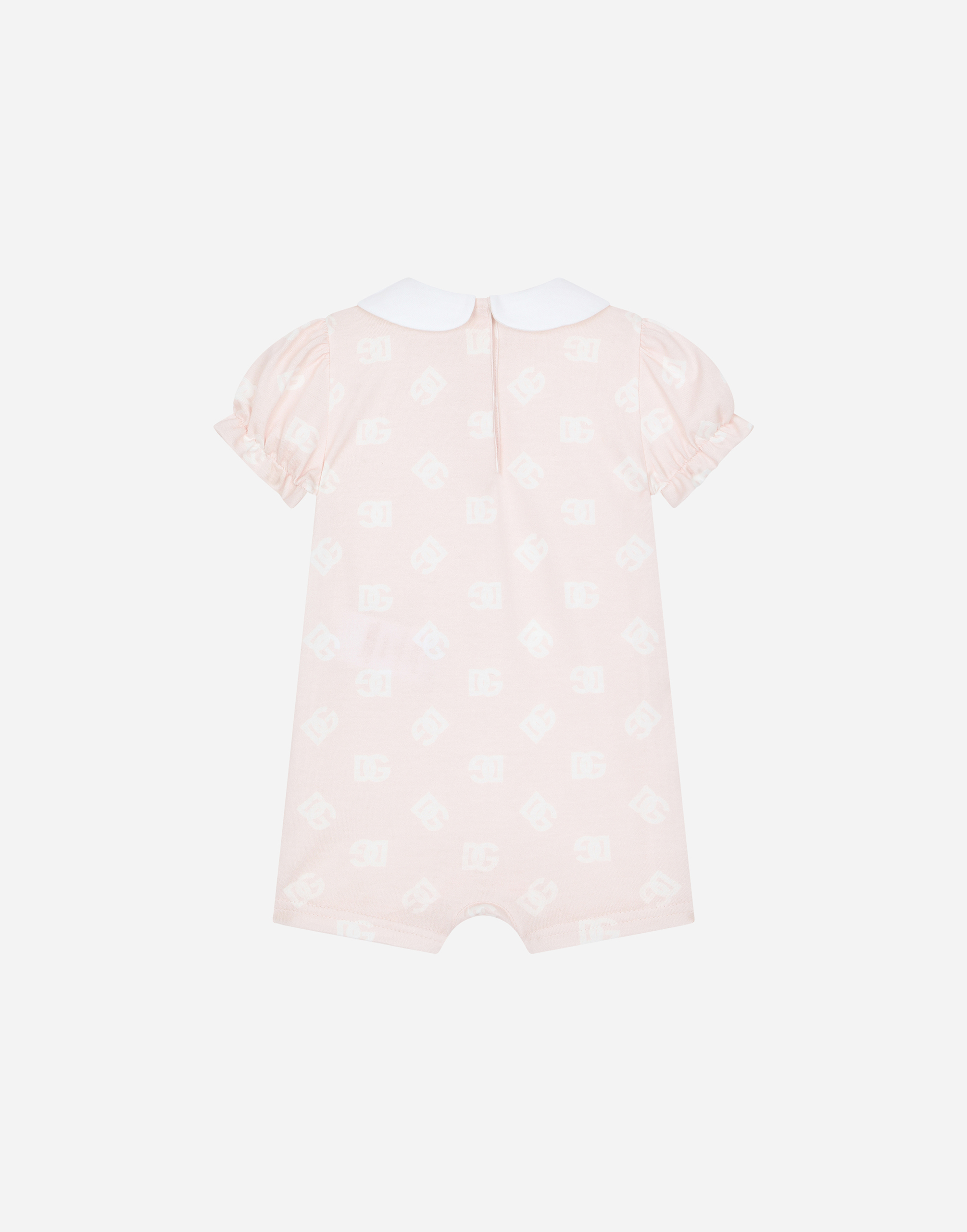 DOLCE & GABBANA JERSEY ROMPER SUIT WITH DG LOGO PRINT