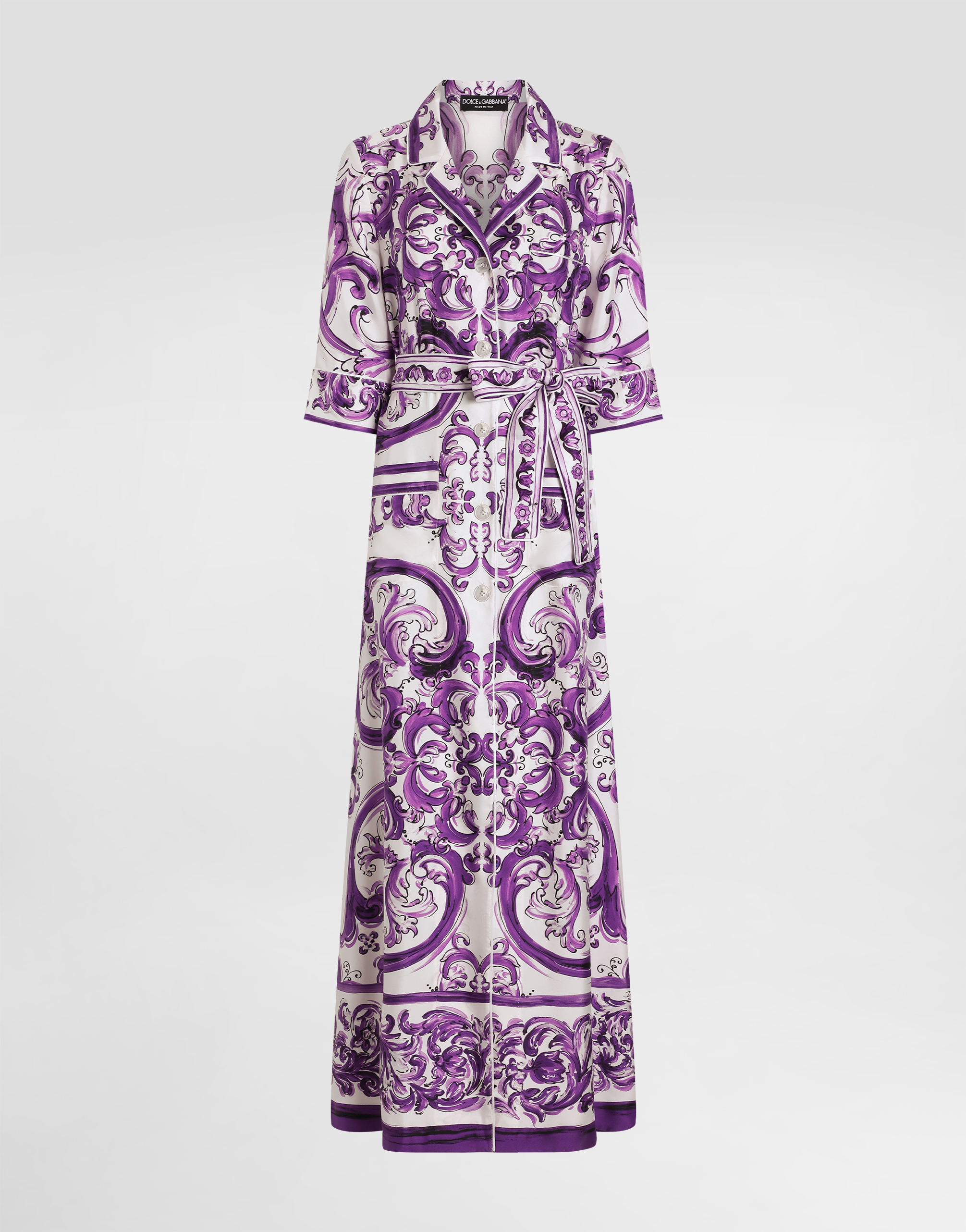 Dolce & Gabbana Long Majolica-print Silk Dressing Robe