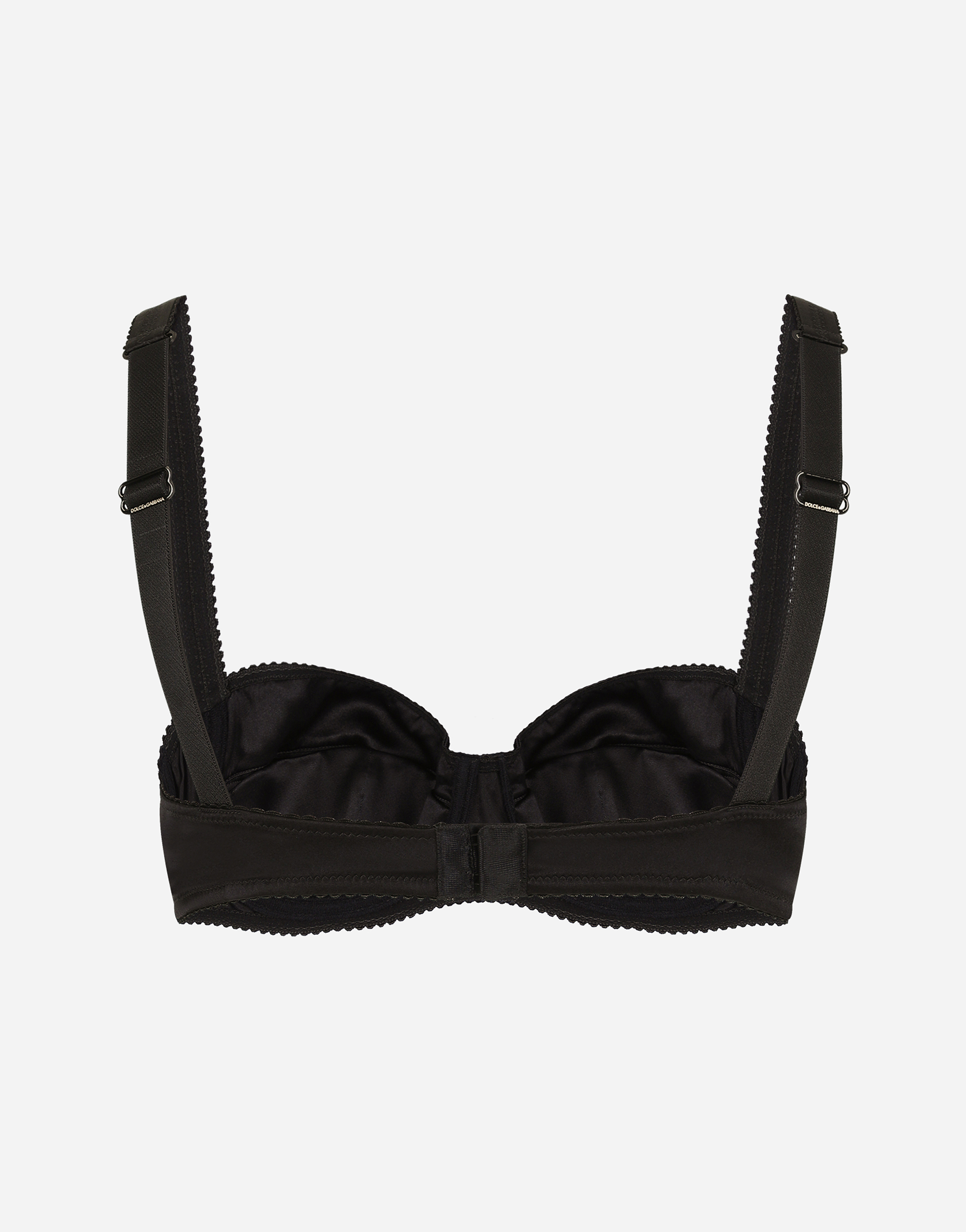 Satin balconette bra with lace detailing in BLACK for
