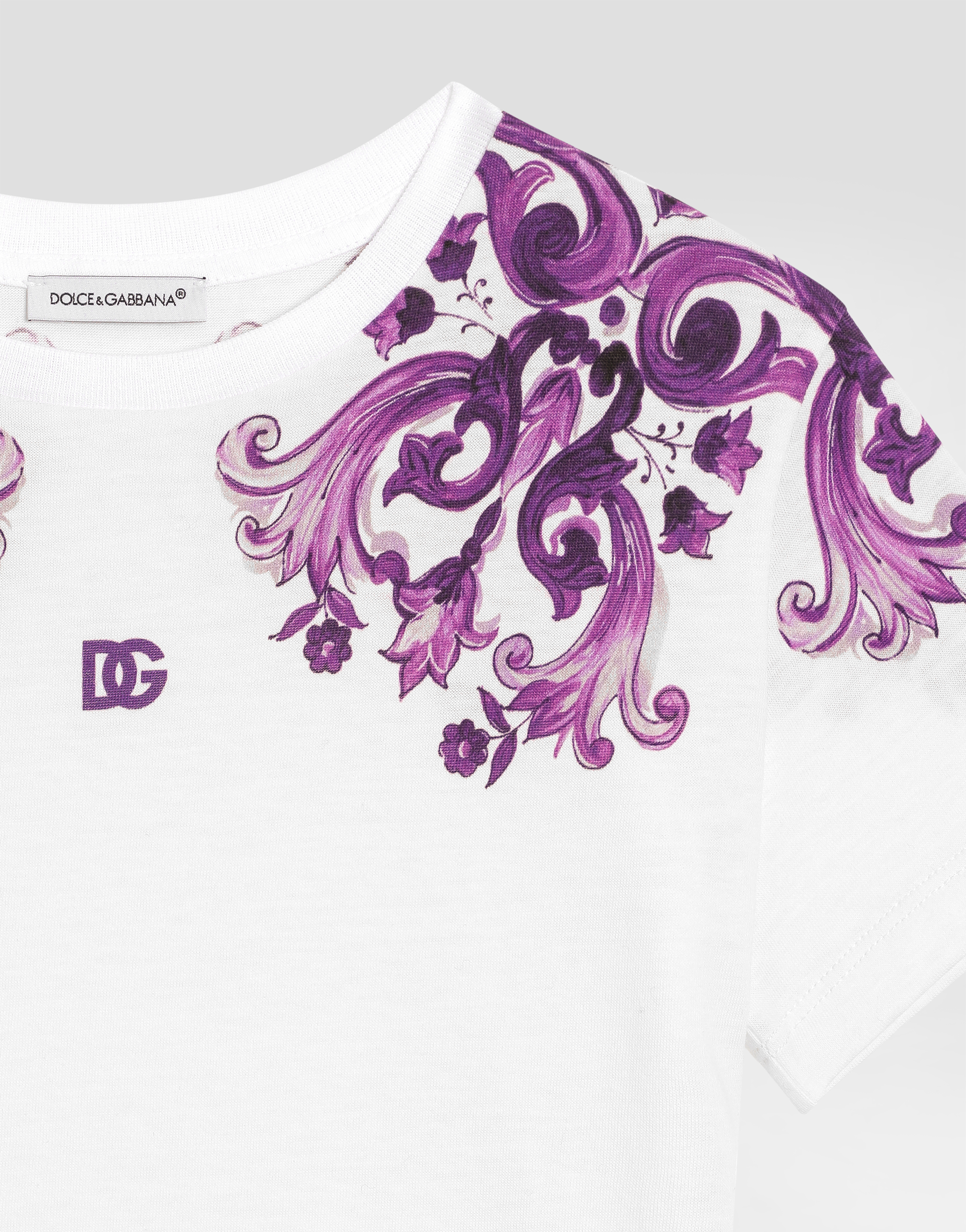  Dolce & Gabbana Majolica-print Short-sleeved Jersey T-shirt - Mujer Camisetas Y Sudaderas Multicolor 5 Years 