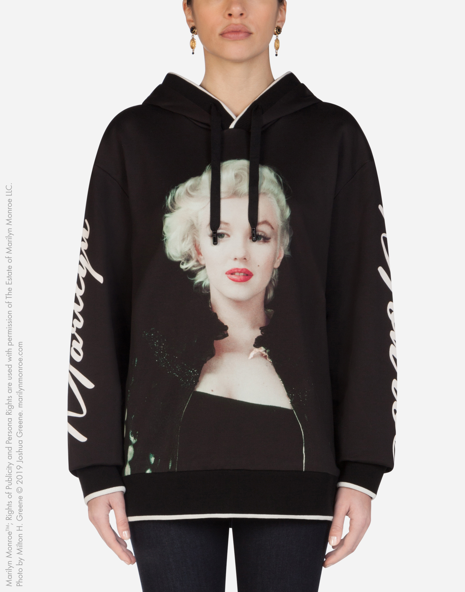 Jersey hoodie with marilyn monroe print