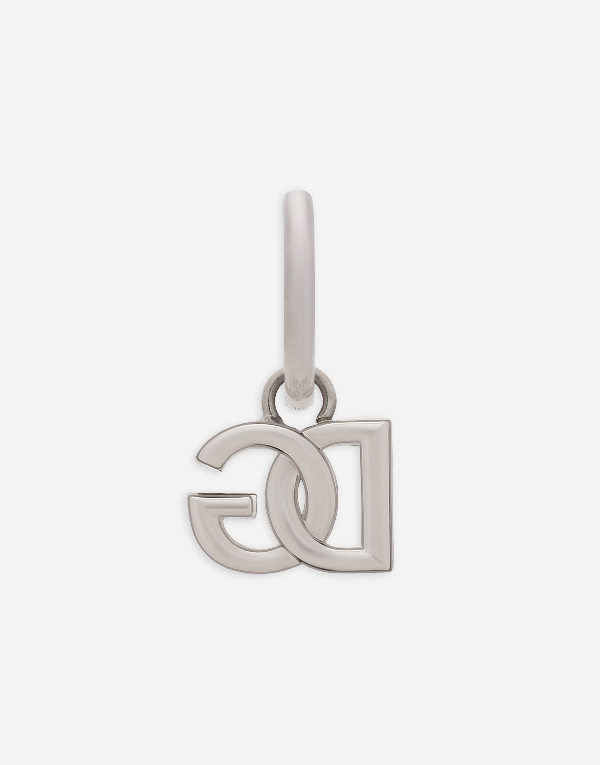 Dolce & Gabbana Dg Logo Single Hoop Earring In Silver