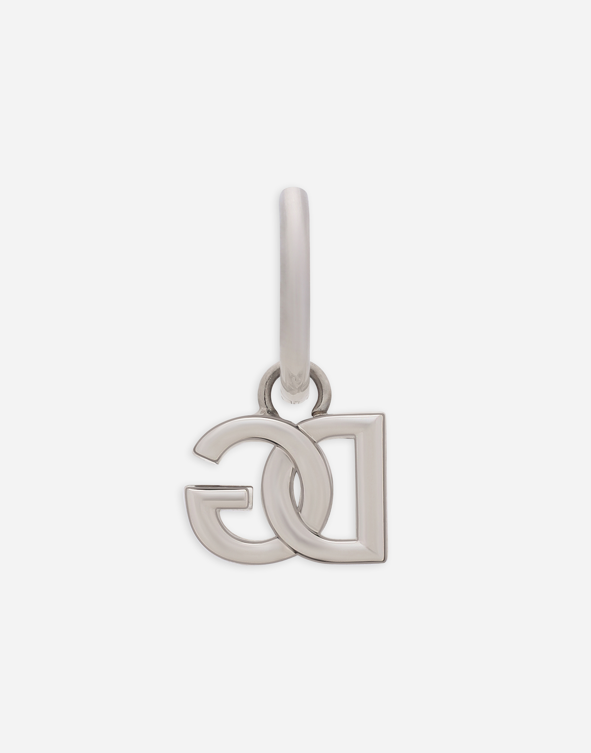 Shop Dolce & Gabbana Single Dg Logo Earring In Silver