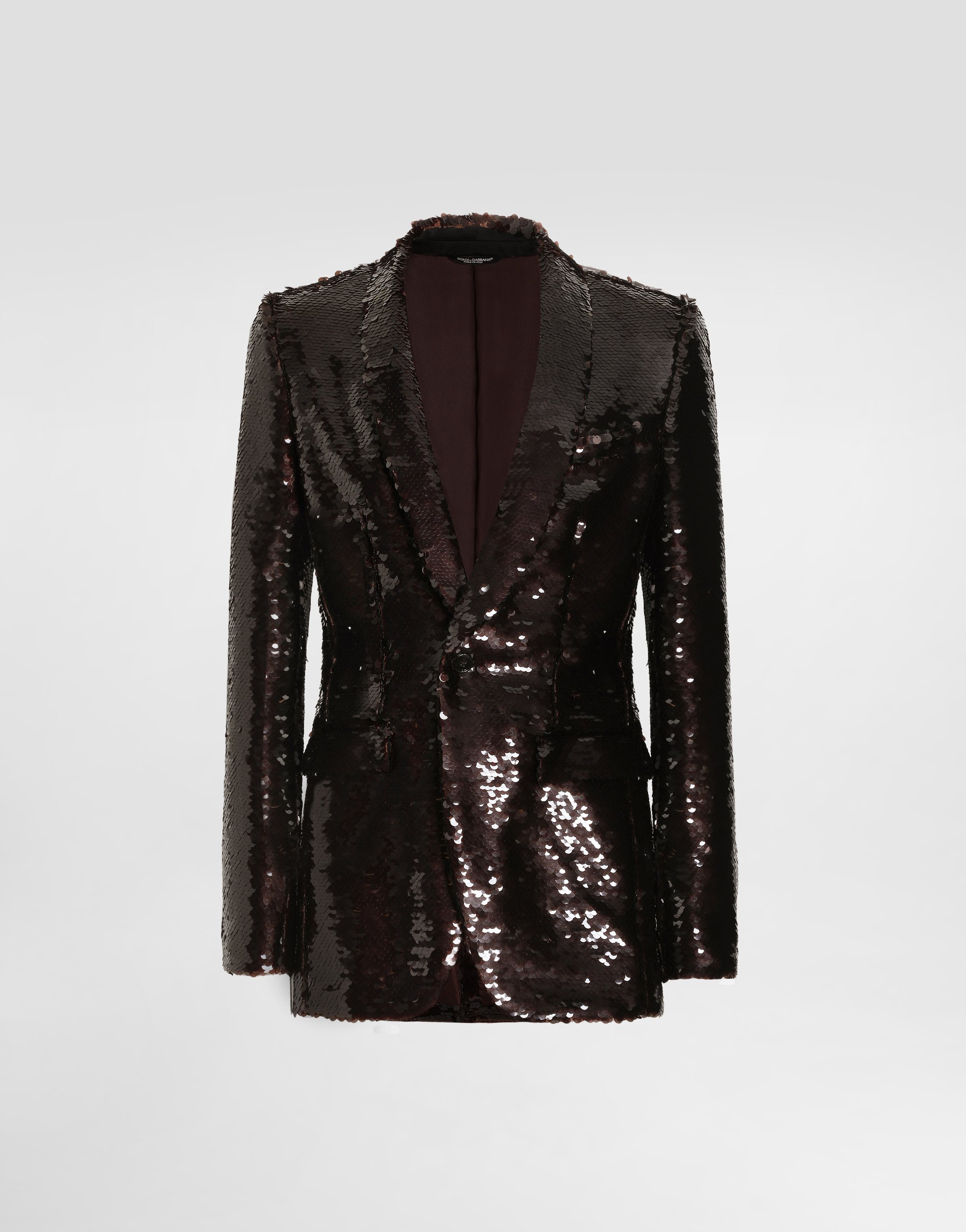 Dolce & Gabbana Single-breasted Sequin Jacket - Man Suits And Blazers Brown
