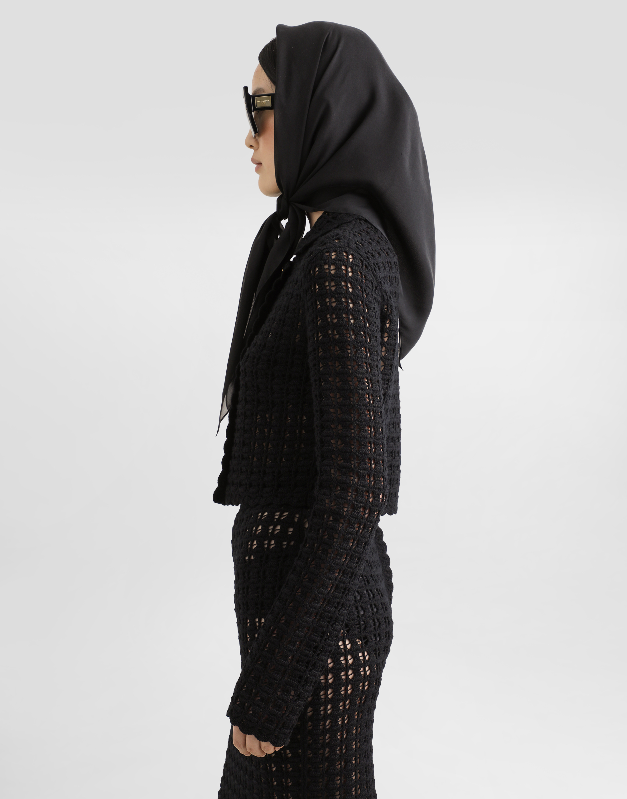 Dolce & Gabbana Short Double-breasted Wool Crochet Jacket In Black