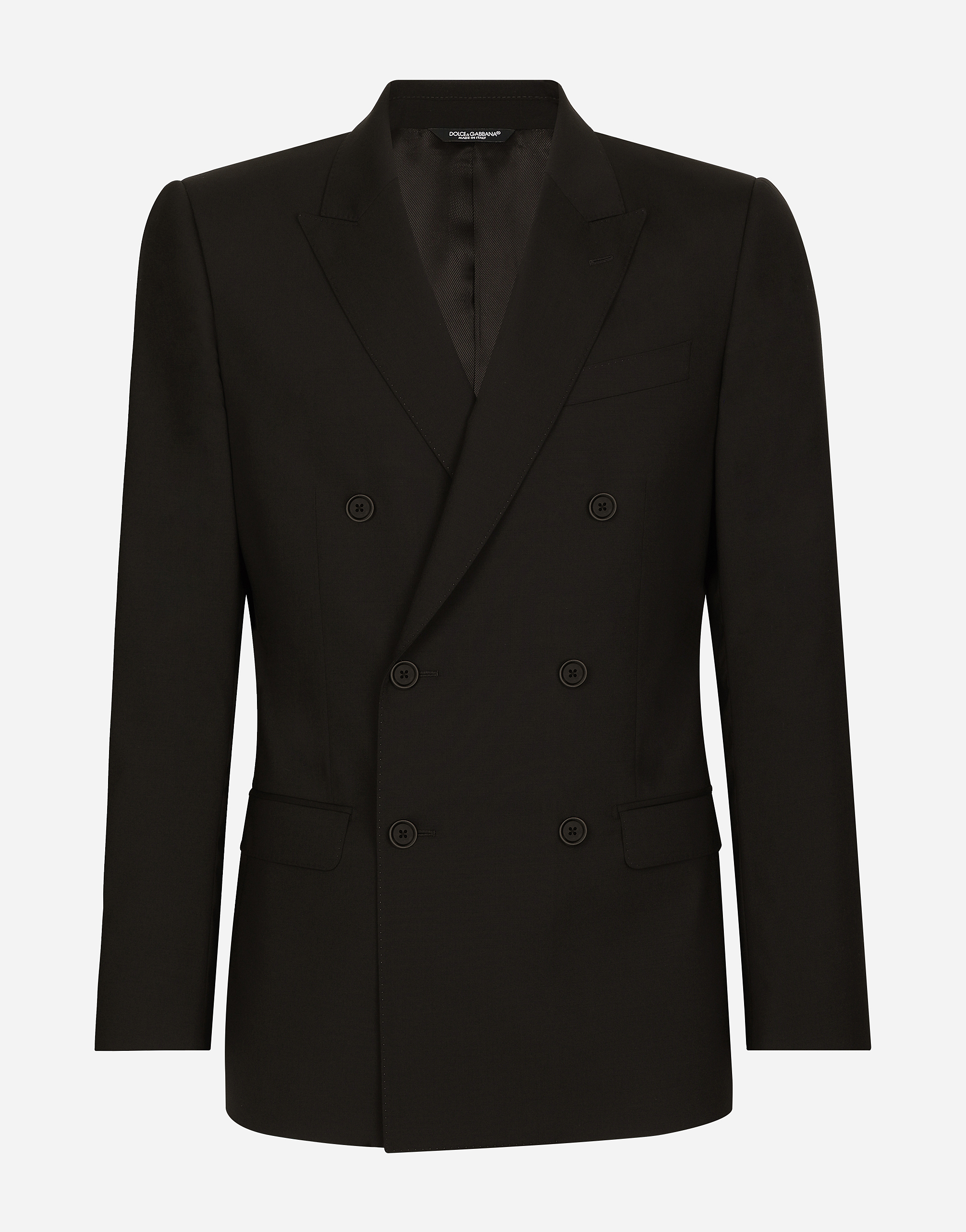 Double-breasted stretch wool Martini-fit suit in Black for Men