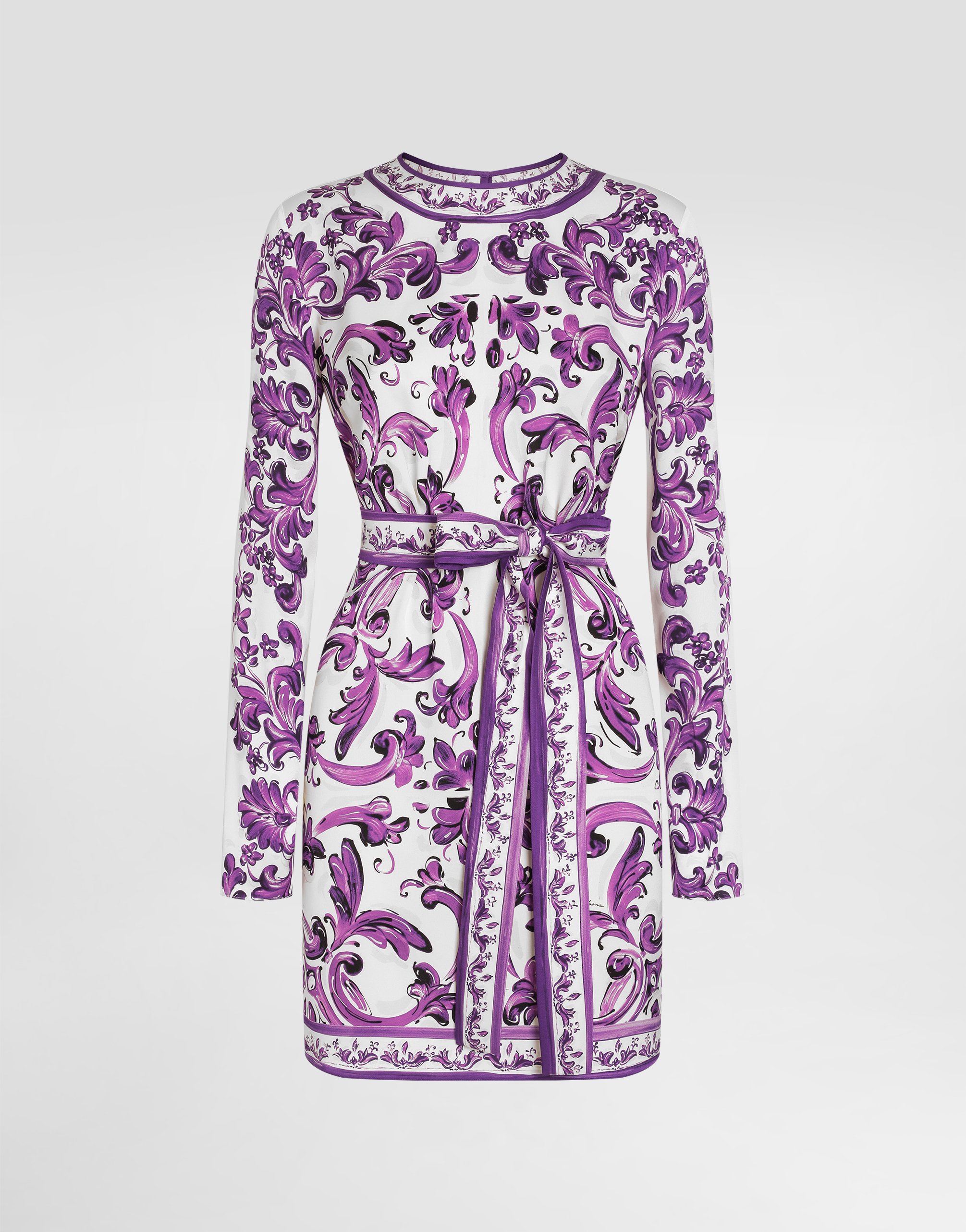 Majolica-print charmeuse dress