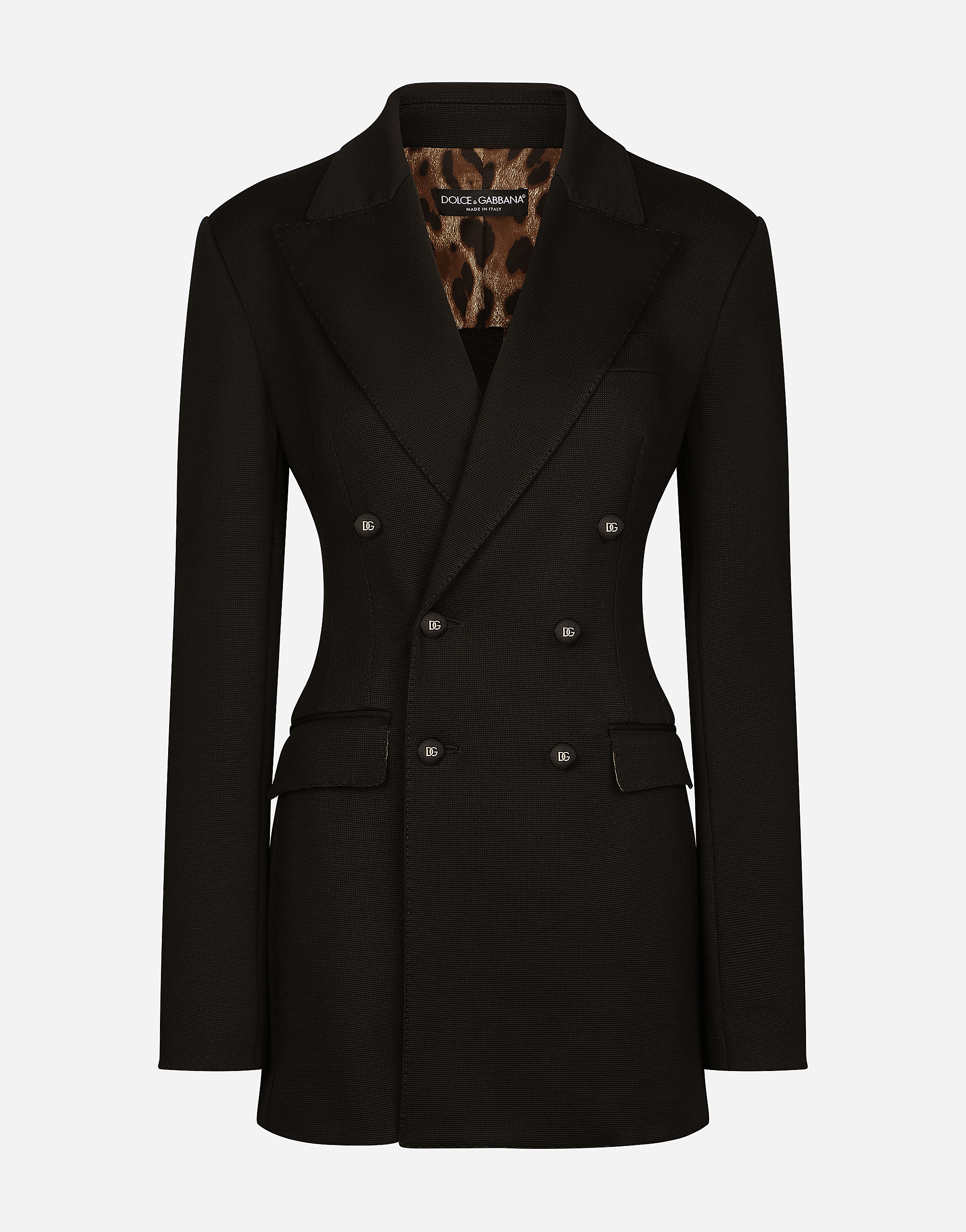 Dolce & Gabbana Double-breasted Milano Rib Jacket In Black