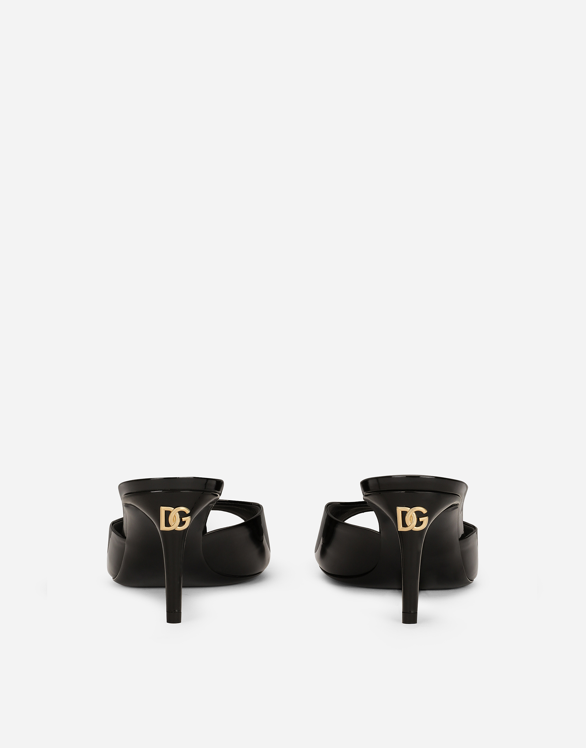 Dolce & Gabbana Logo-plaque Open-toe Mules In Black