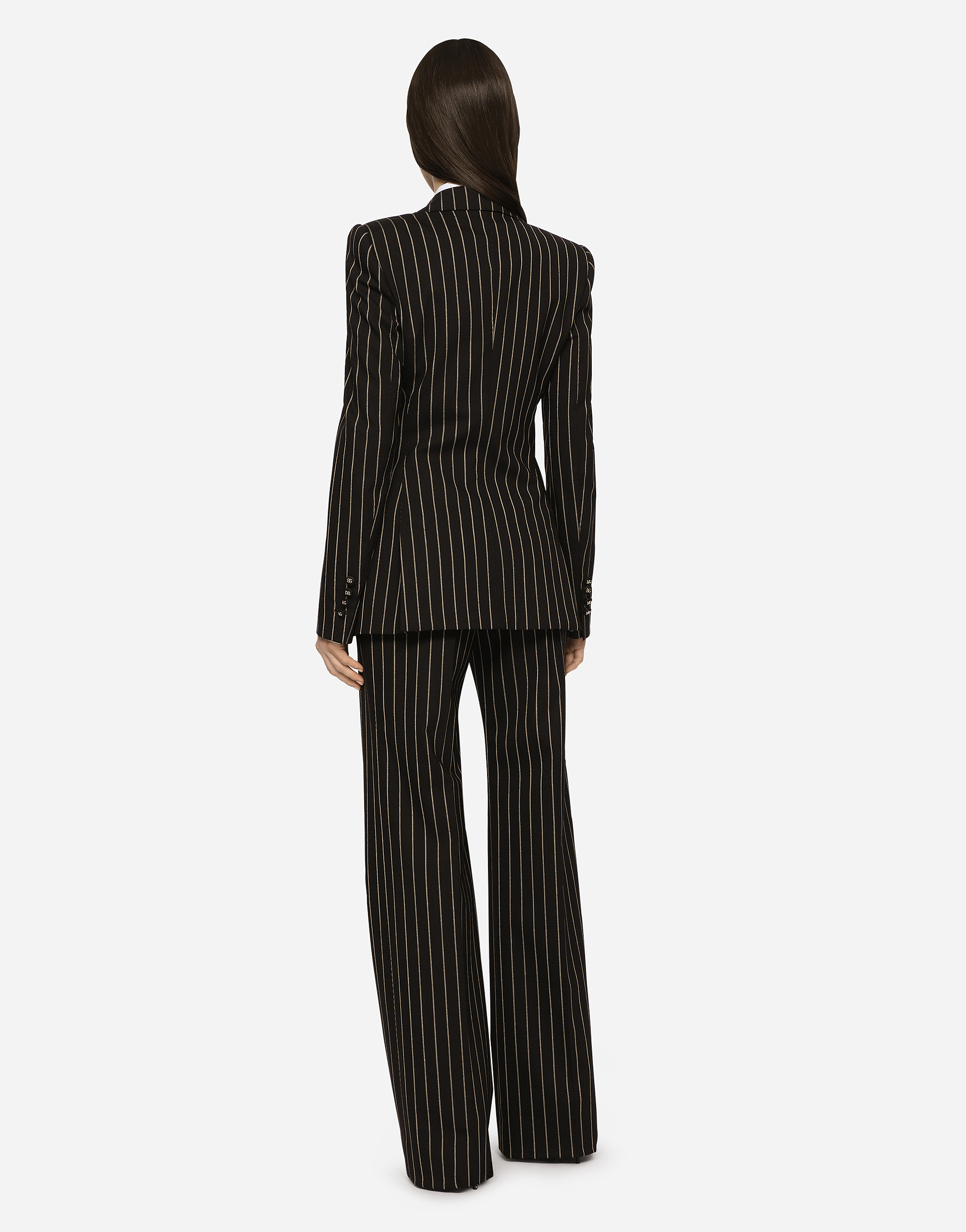 Shop Dolce & Gabbana Pinstripe Wool Palazzo Pants In Multicolor