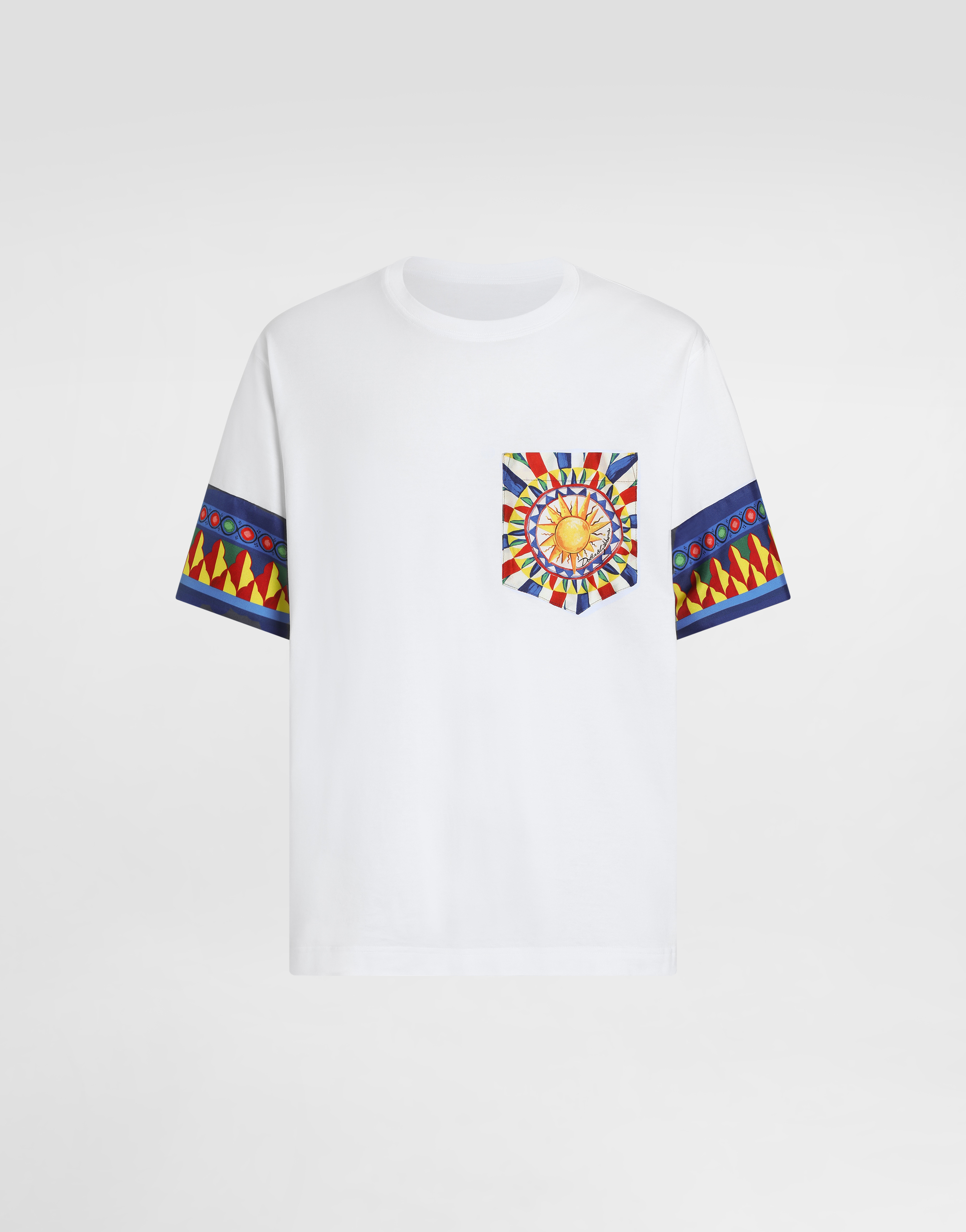 Cotton t-shirt with carretto-print in Multicolor for Men