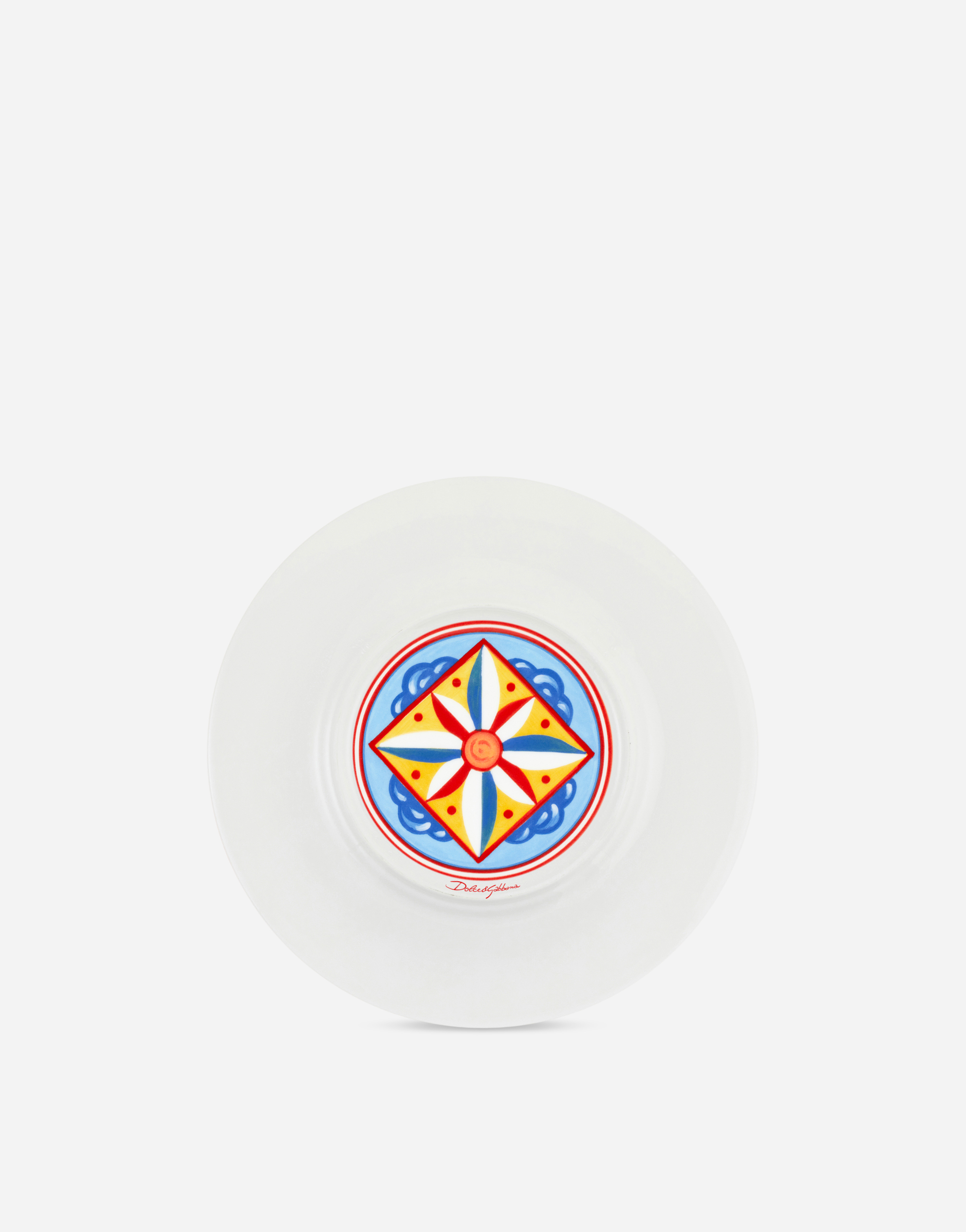 Dolce & Gabbana Set 2 Dessert Plates In Fine Porcelain Multicolor Unisex Onesize In Multicolor