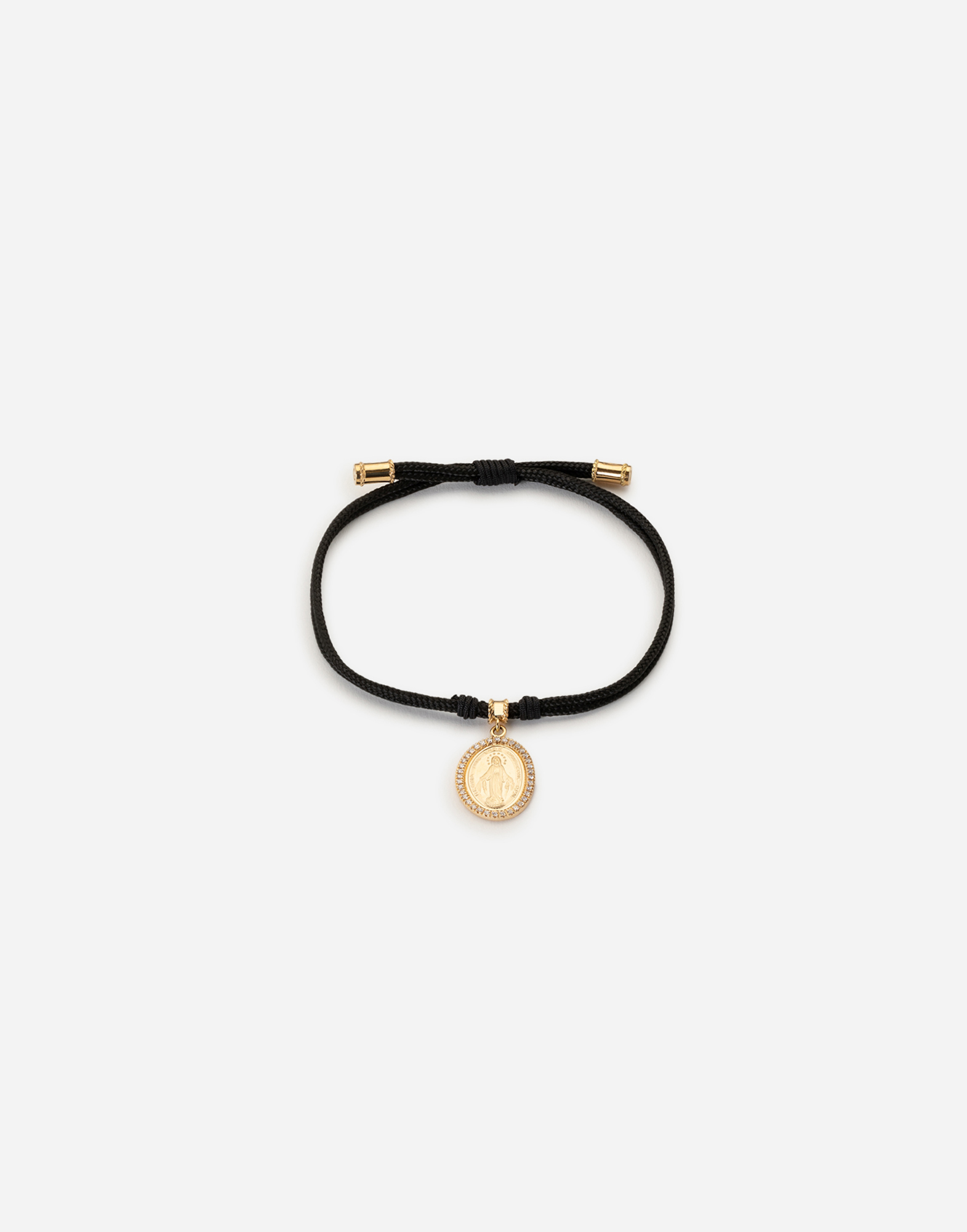 Dolce & Gabbana Fabric Devotion Bracelet With Yellow And White Gold Pendant Charm With Diamonds - Man Bracelets White/yellow M