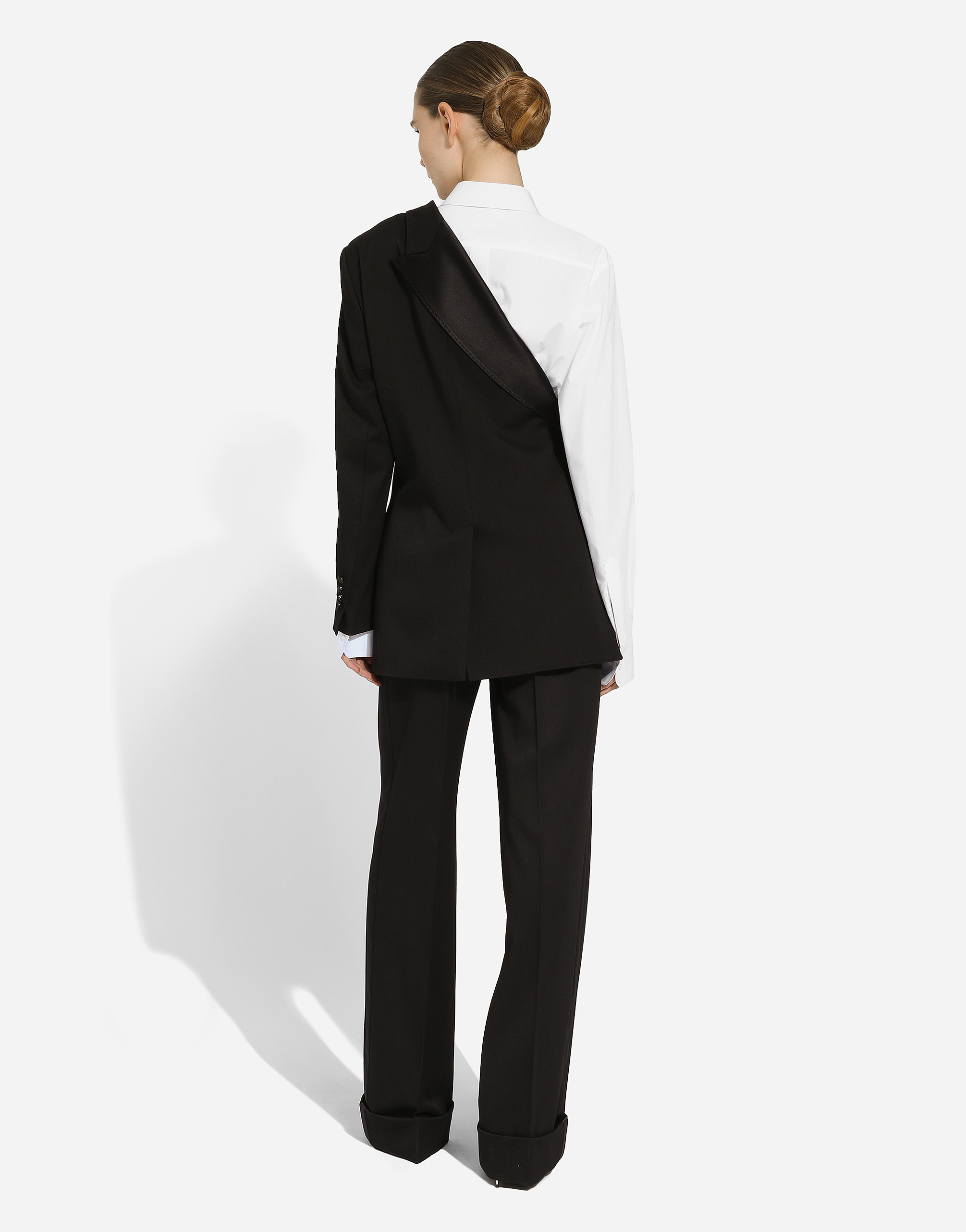 Dolce & Gabbana One-shoulder Wool Gabardine Jacket In ブラック