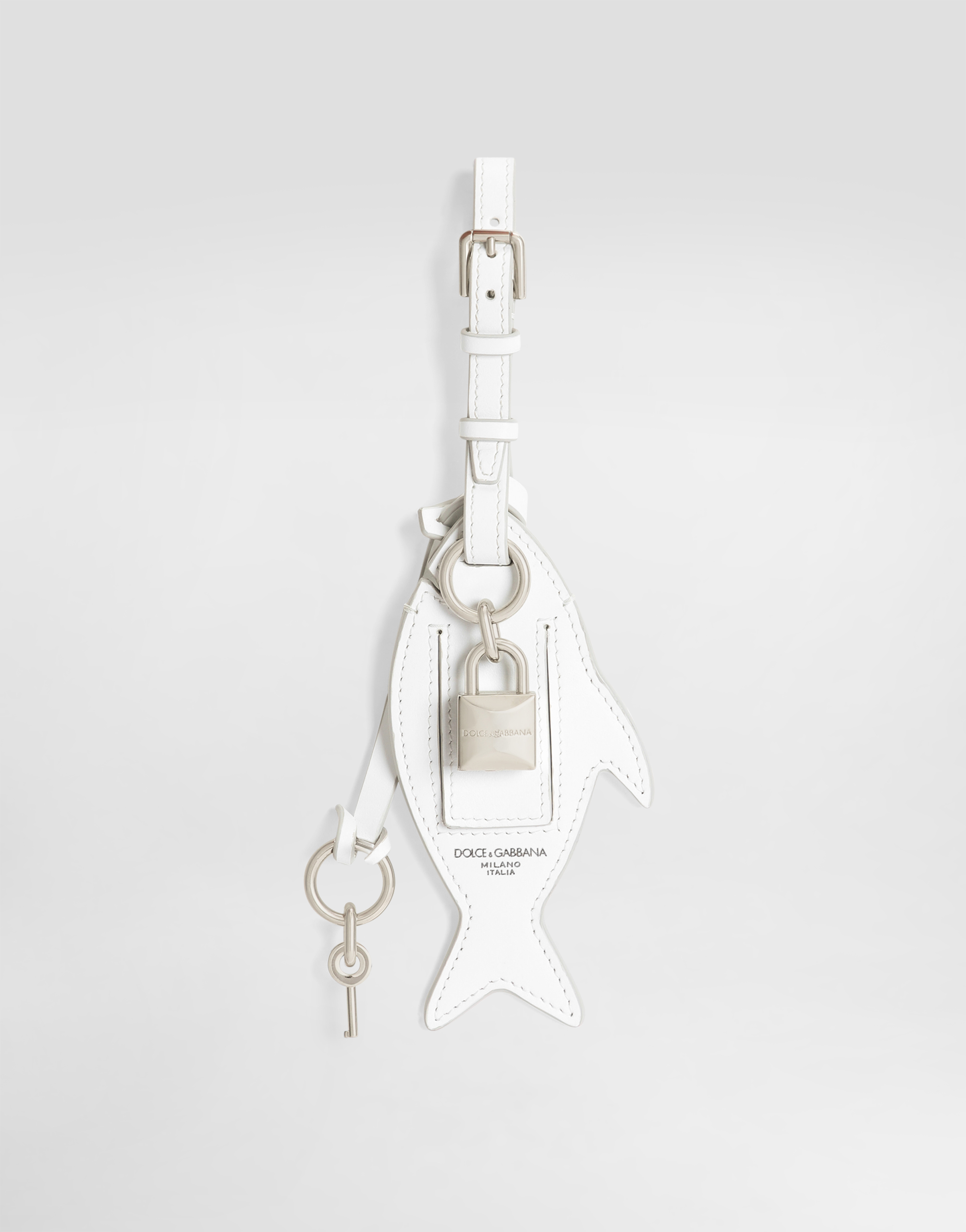 Whiteのメンズ Calfskin keyring | Dolce&Gabbana®