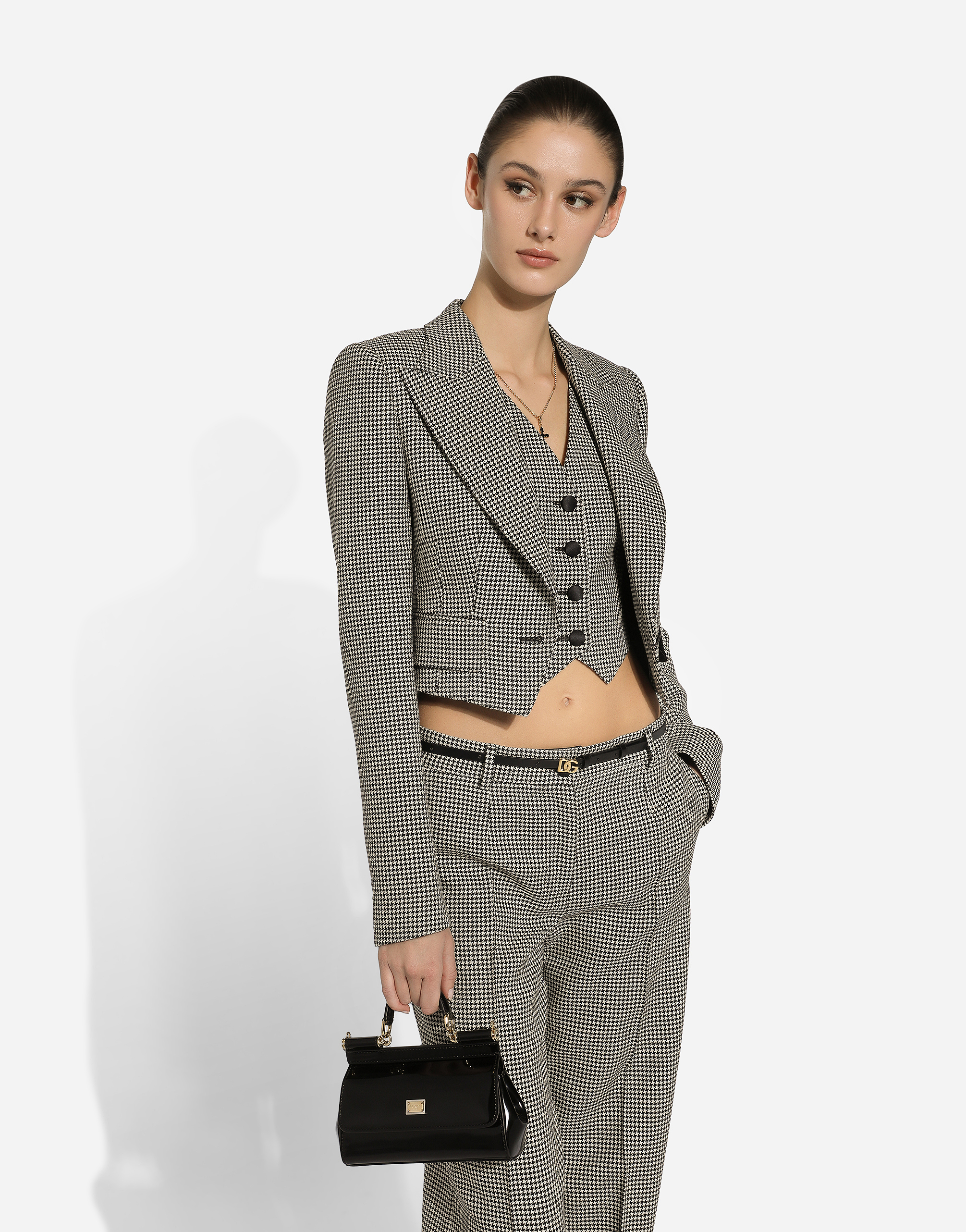 Dolce & Gabbana Check Pattern Cropped Jacket In Multicolor