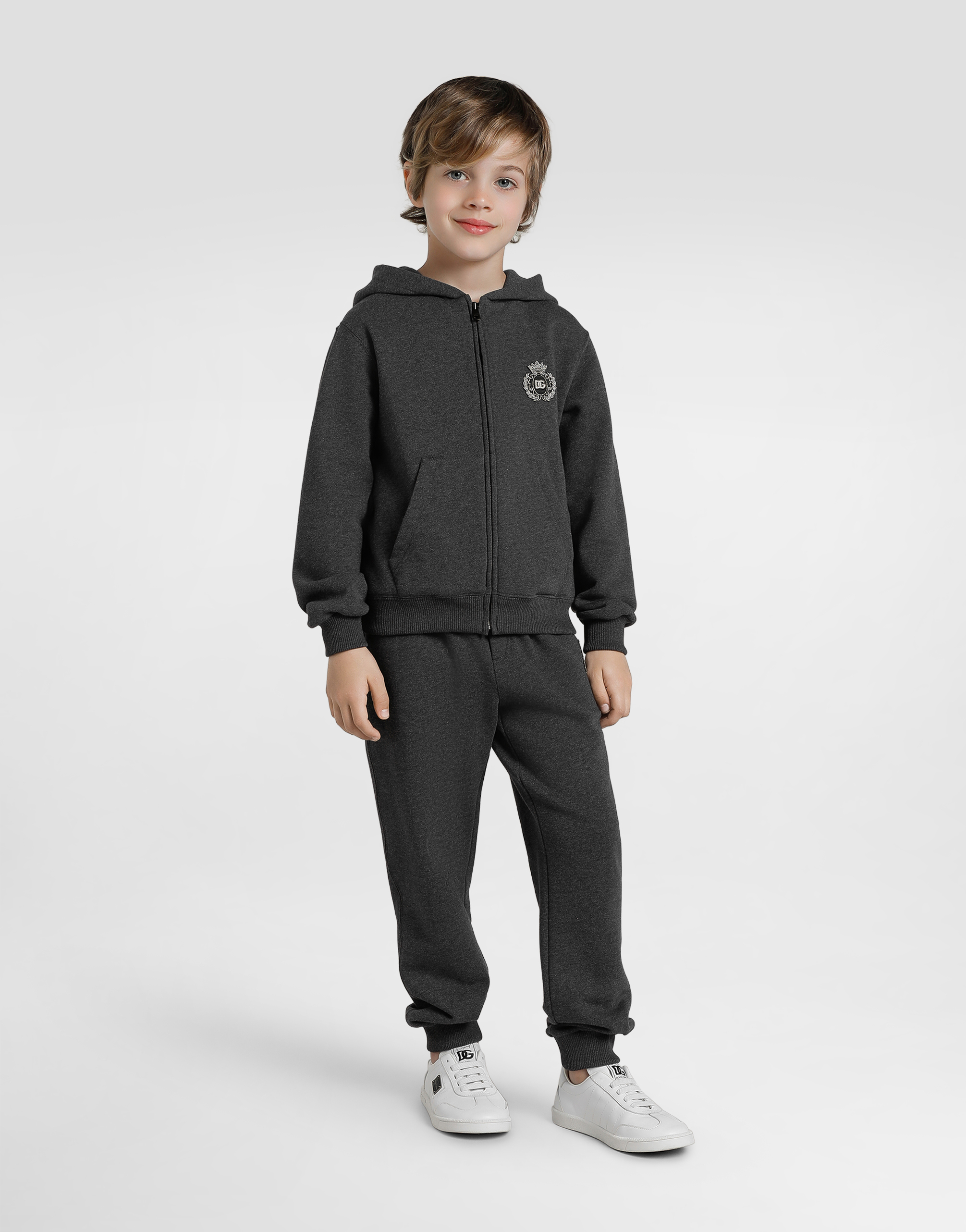 Cotton hooded sweatshirt with DG araldico patch