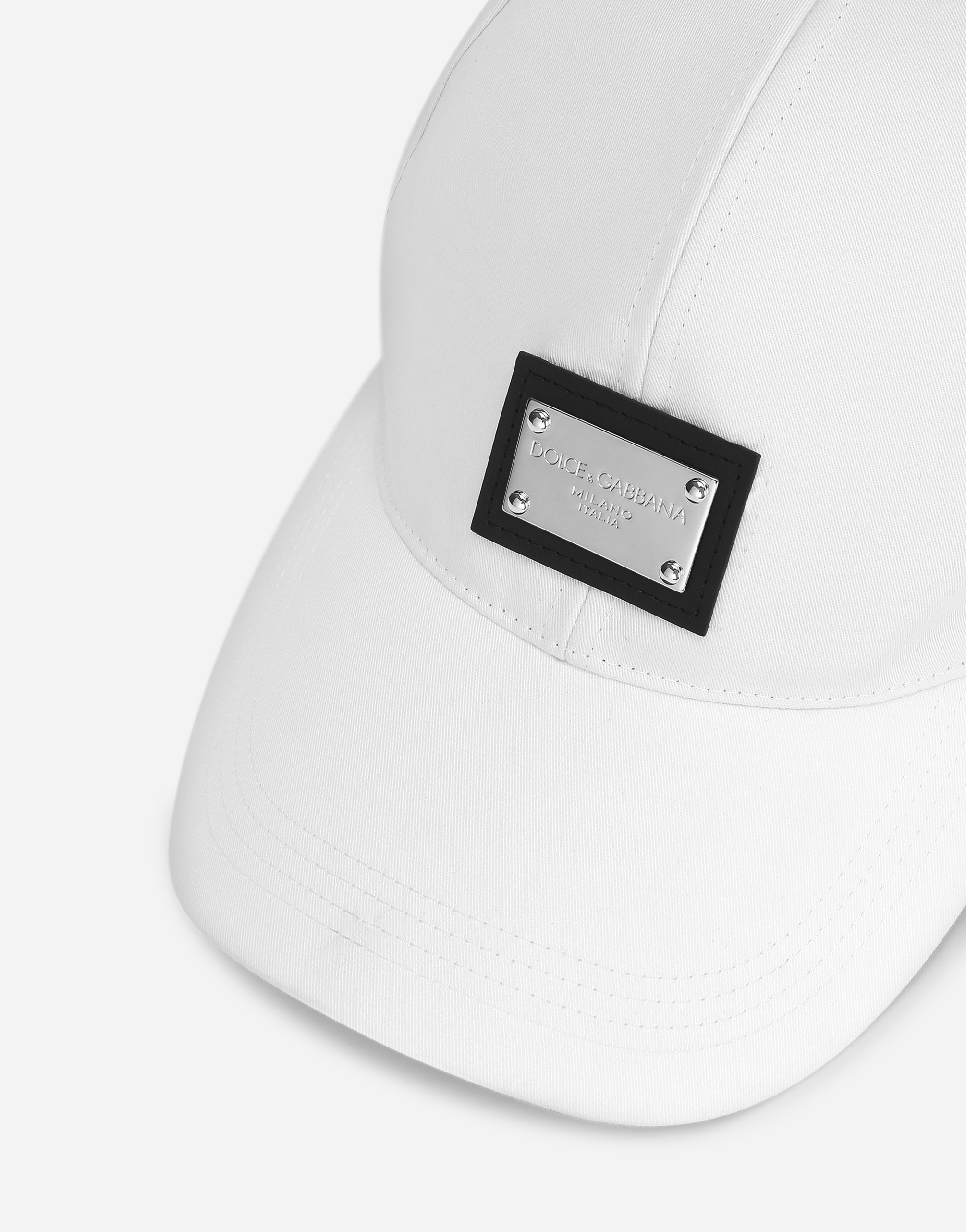 Shop Dolce & Gabbana Cotton Baseball Cap With Branded Tag In White