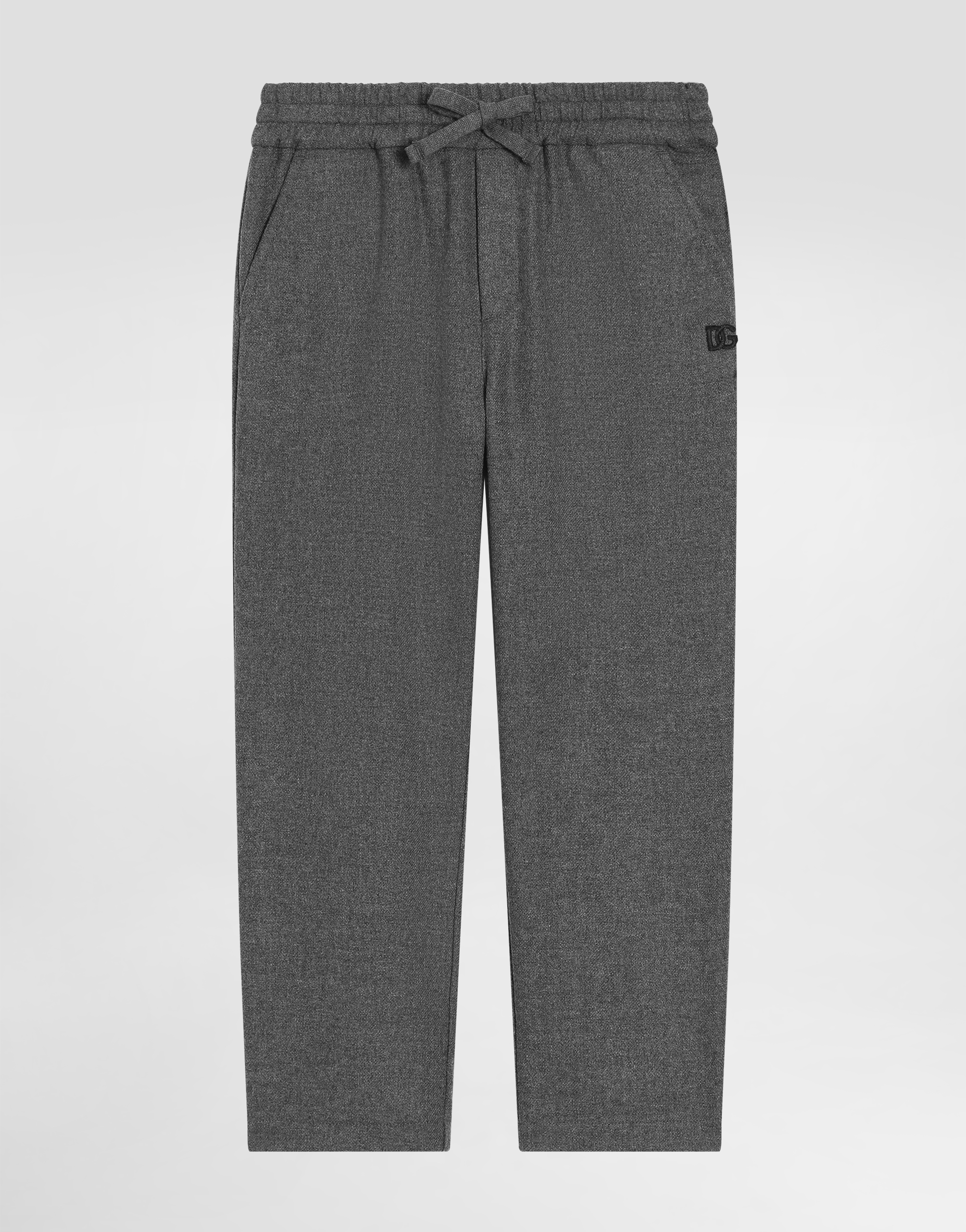 Dolce & Gabbana Melange Wool Mat Trousers In Gray