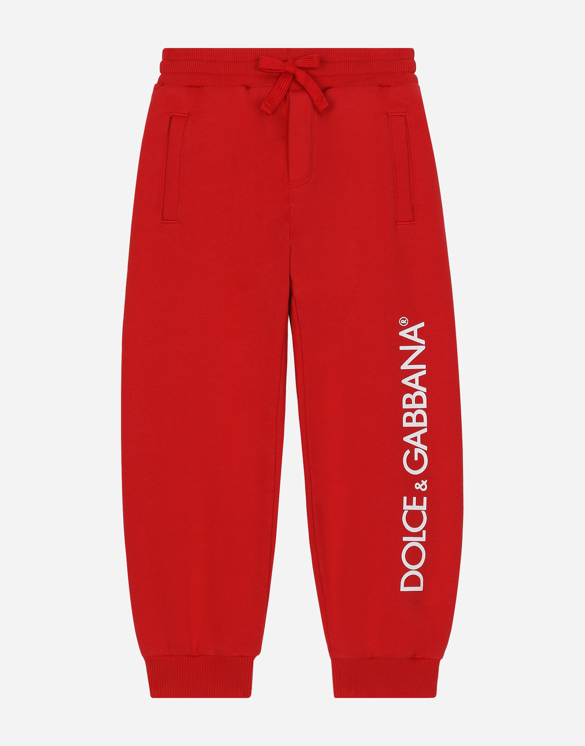 Dolce & Gabbana Kids' Jersey Jogging Pants With Logo Print In Red