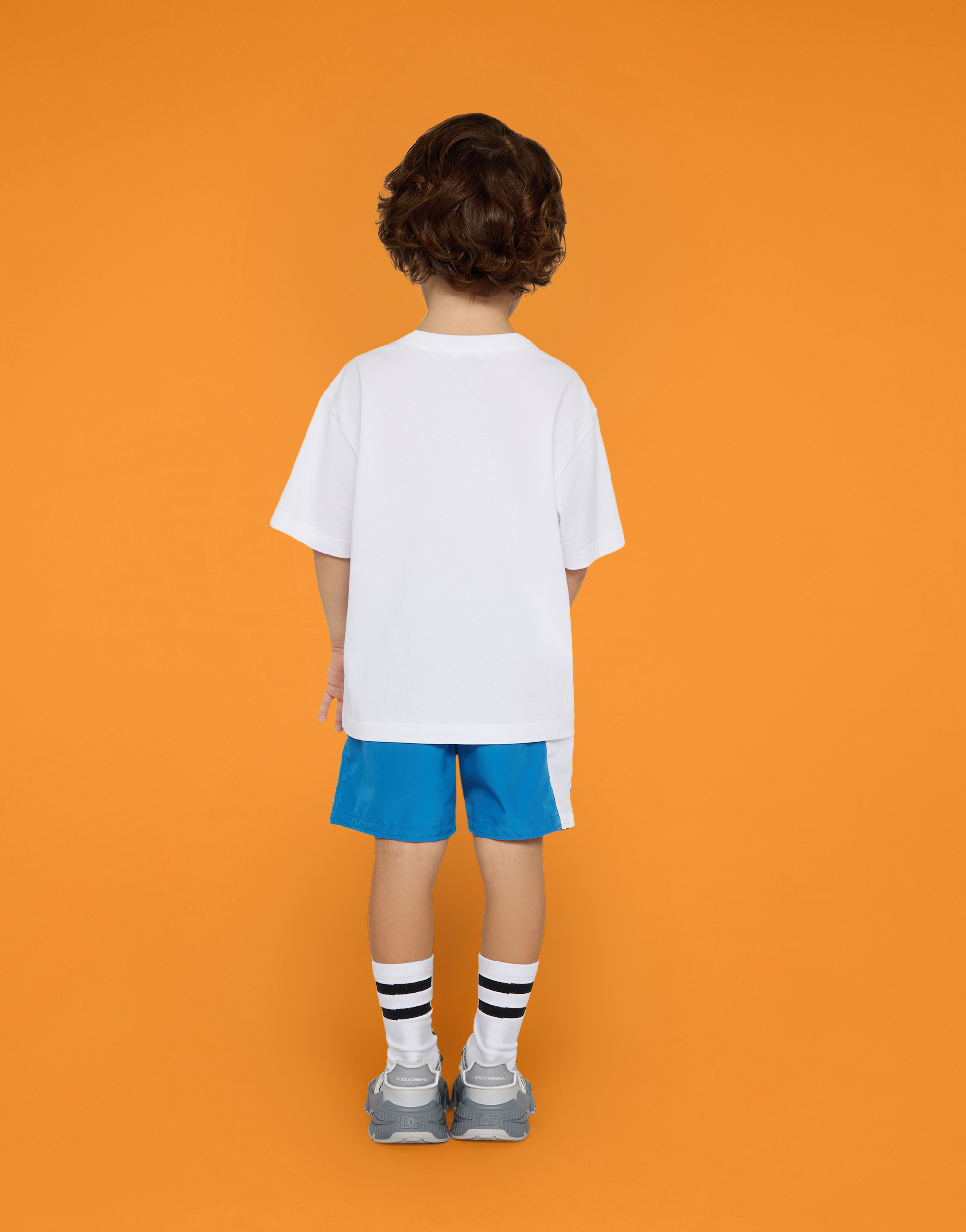 Dolce & Gabbana Kids' Little Boy's & Boy's Logo Swim Trunks In Blue