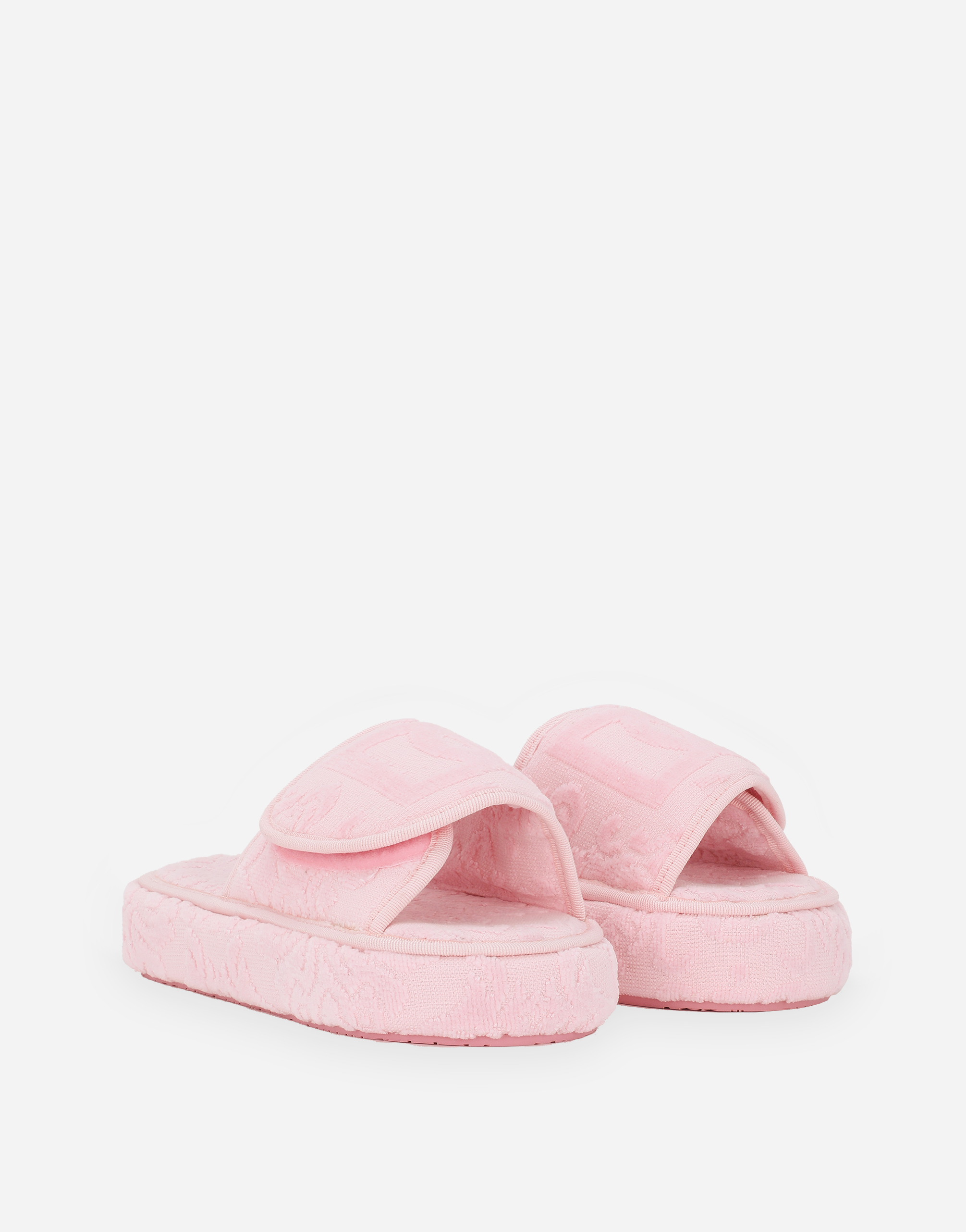 Dolce & Gabbana Terry Cotton Plateau Slippes In Multicolor
