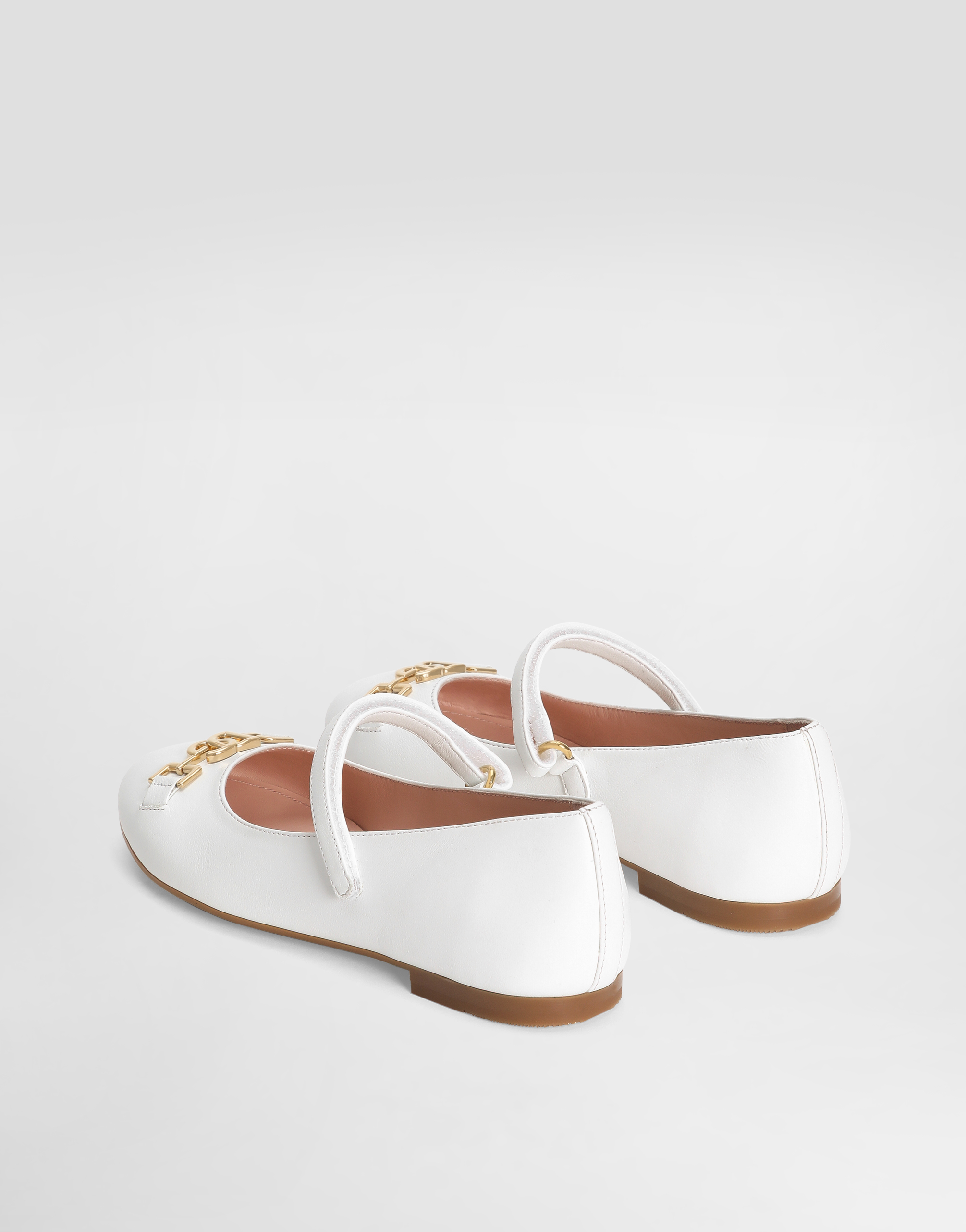 Dolce & Gabbana Nappa Lambskin Ballet Flats In White