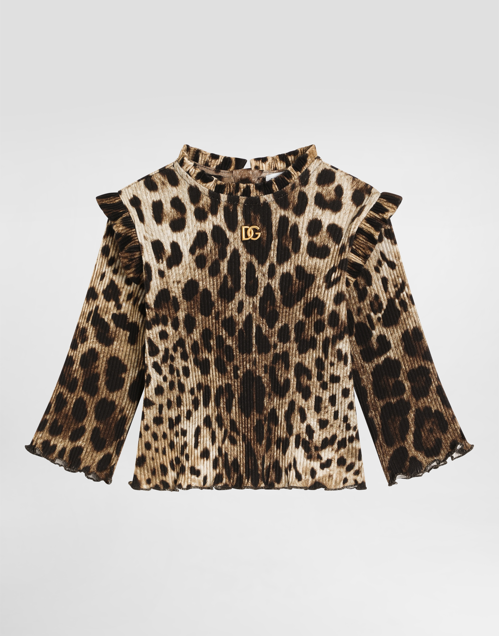 Leopard-print ribbed t-shirt in Print for Girls | Dolce&Gabbana® US