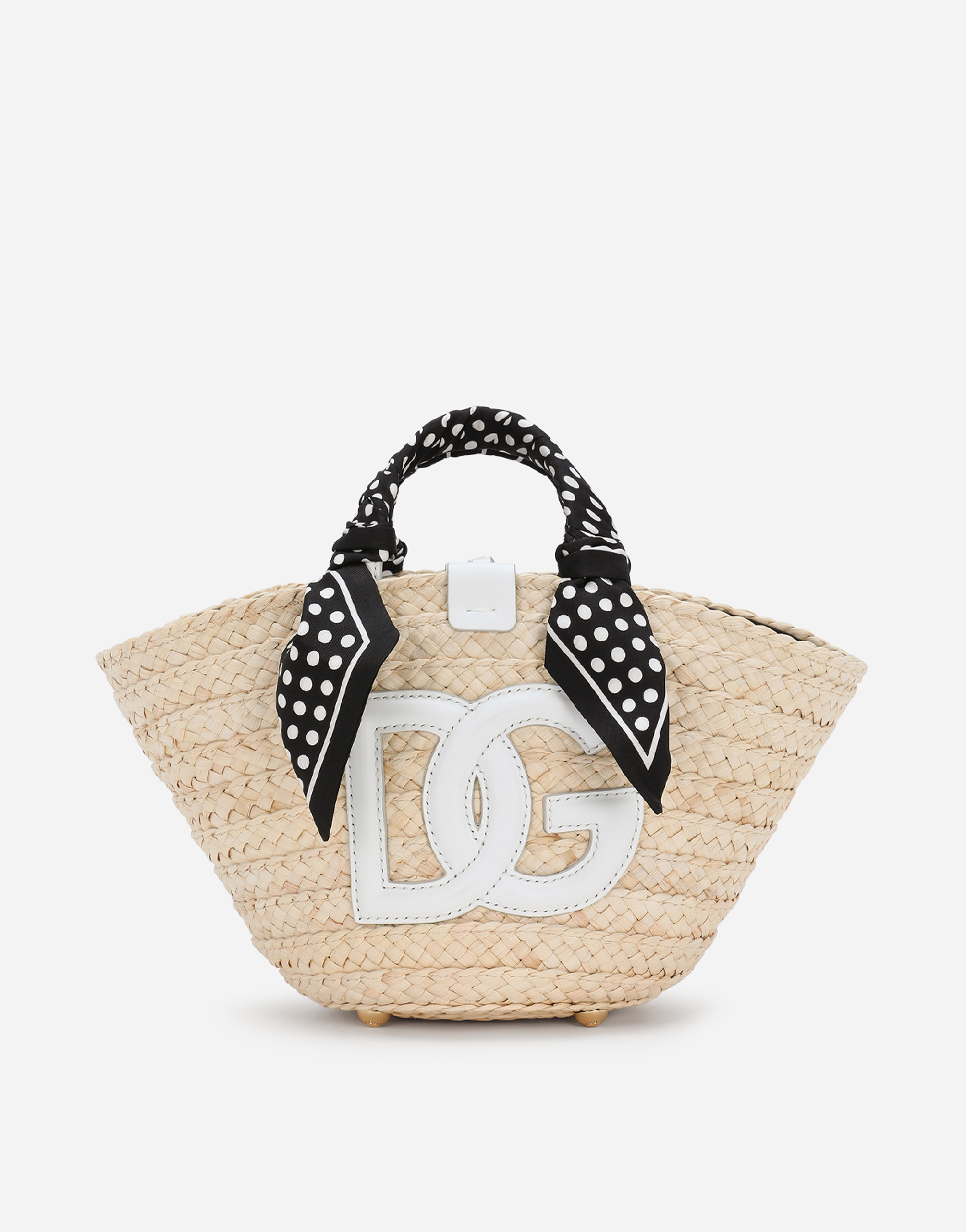DOLCE & GABBANA SMALL STRAW KENDRA BAG WITH DG LOGO