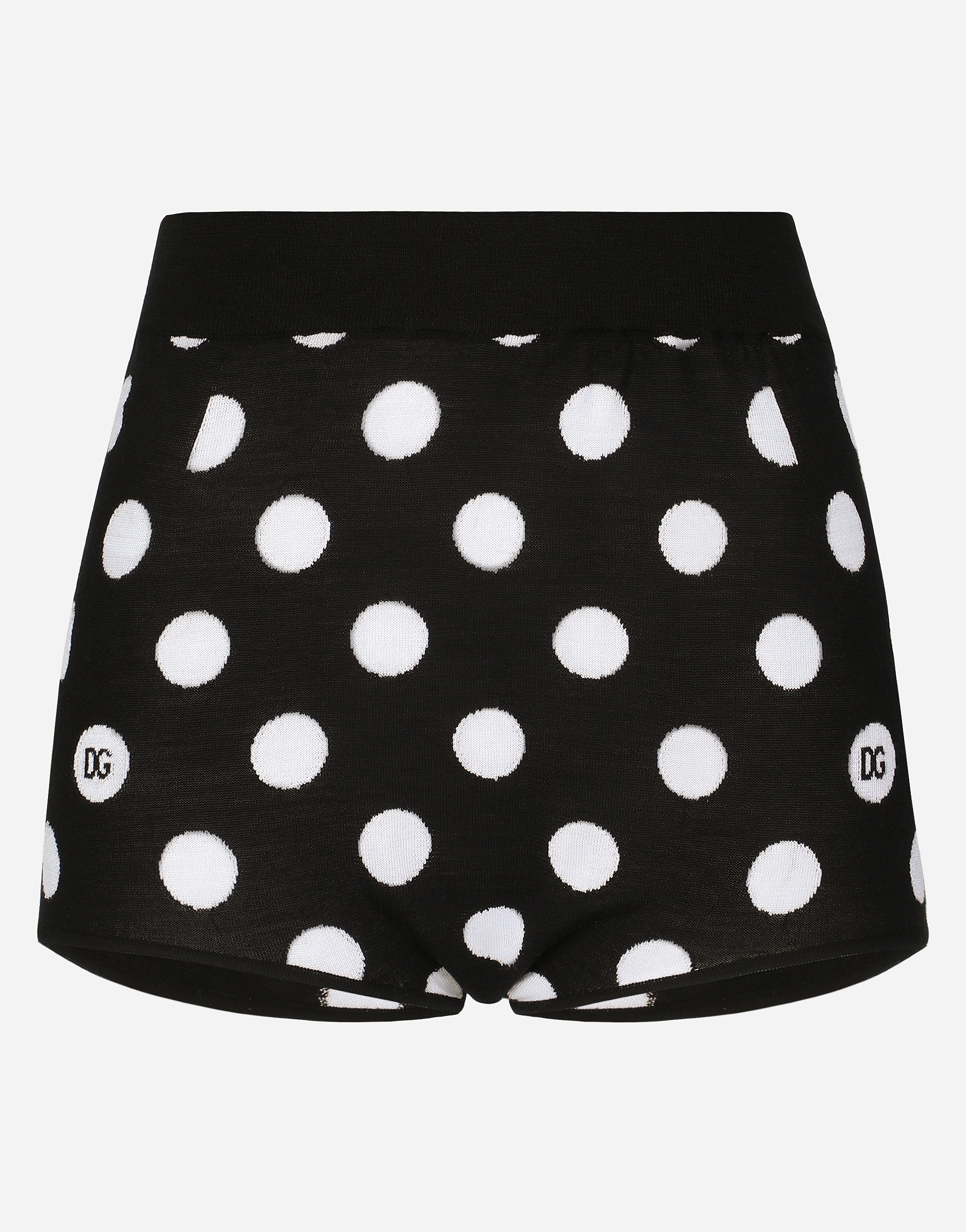 Dolce & Gabbana Wool And Silk High-waisted Panties With Polka-dot Inlay - Woman Pants And Shorts Multi-colored