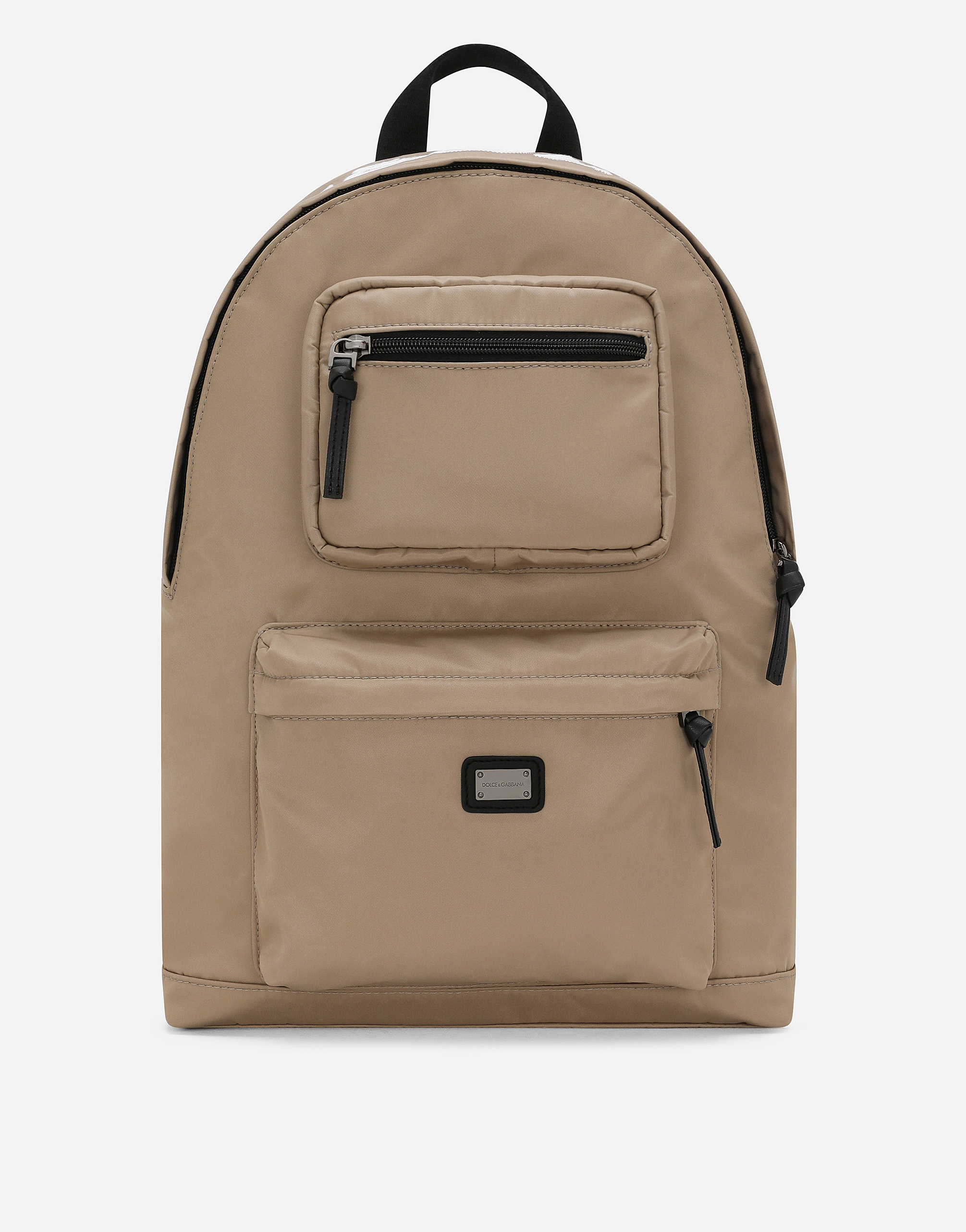 Dolce & Gabbana Nylon Backpack With Dolce&gabbana Logo In Beige
