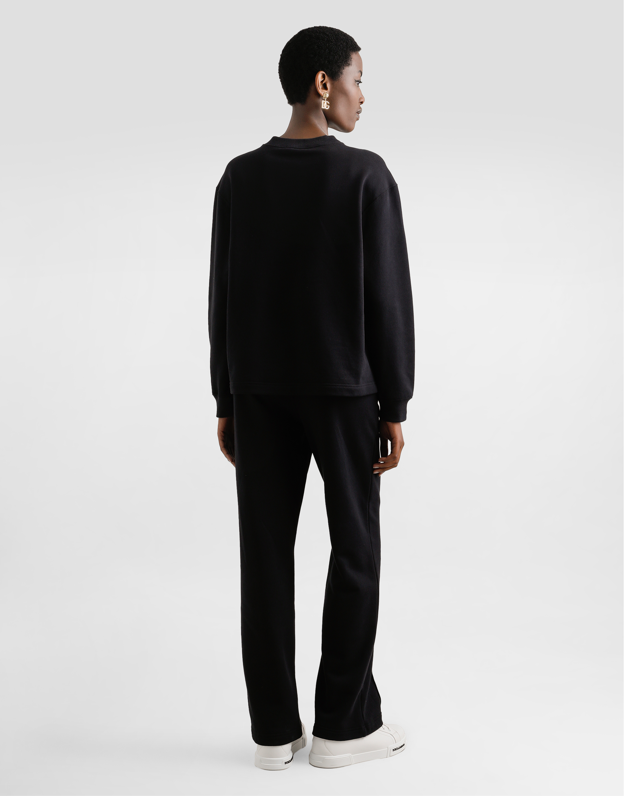 Dolce & Gabbana Fleece Jogging Pants With Patch In Black
