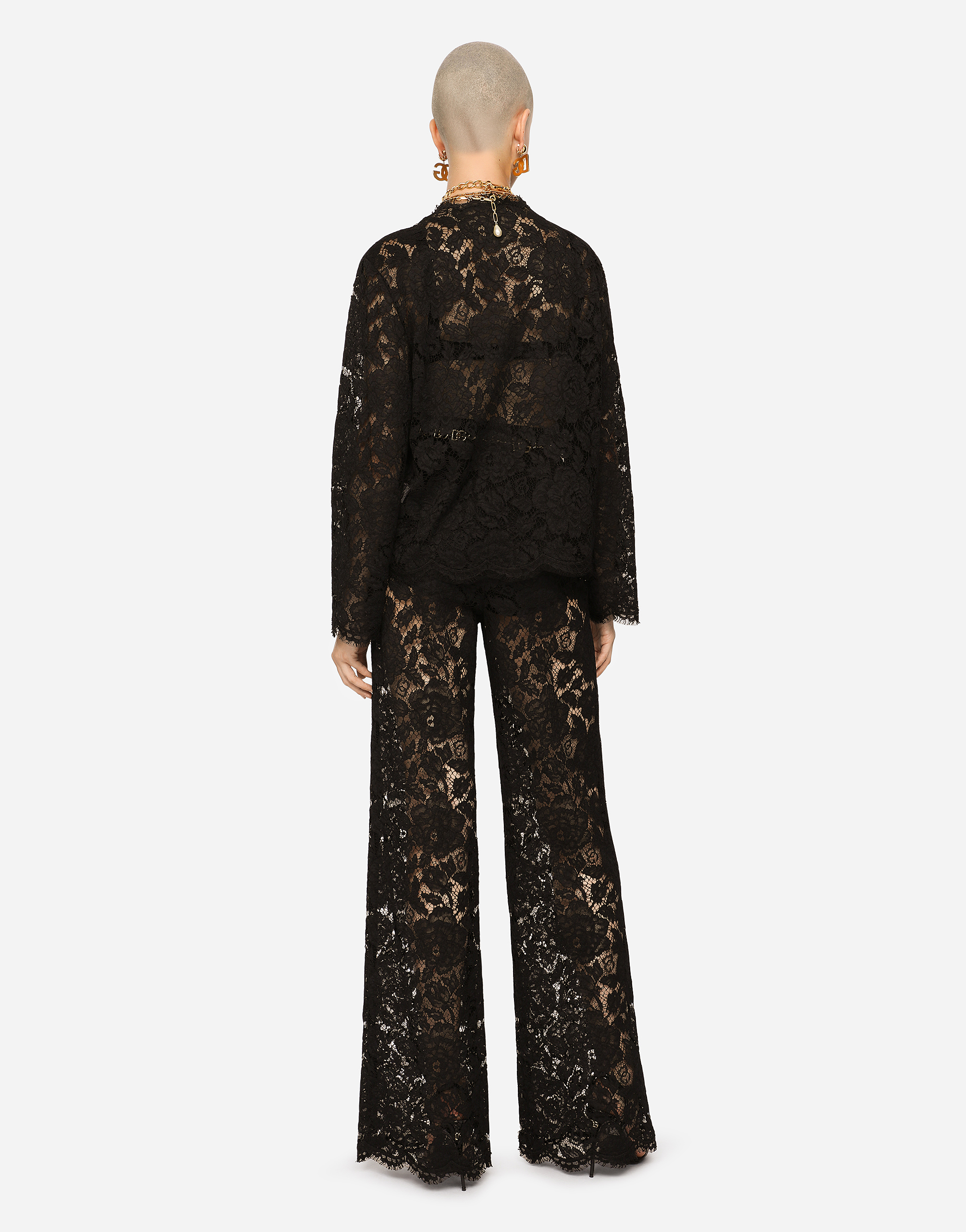 Dolce & Gabbana Single-breasted Lace Jacket In Black