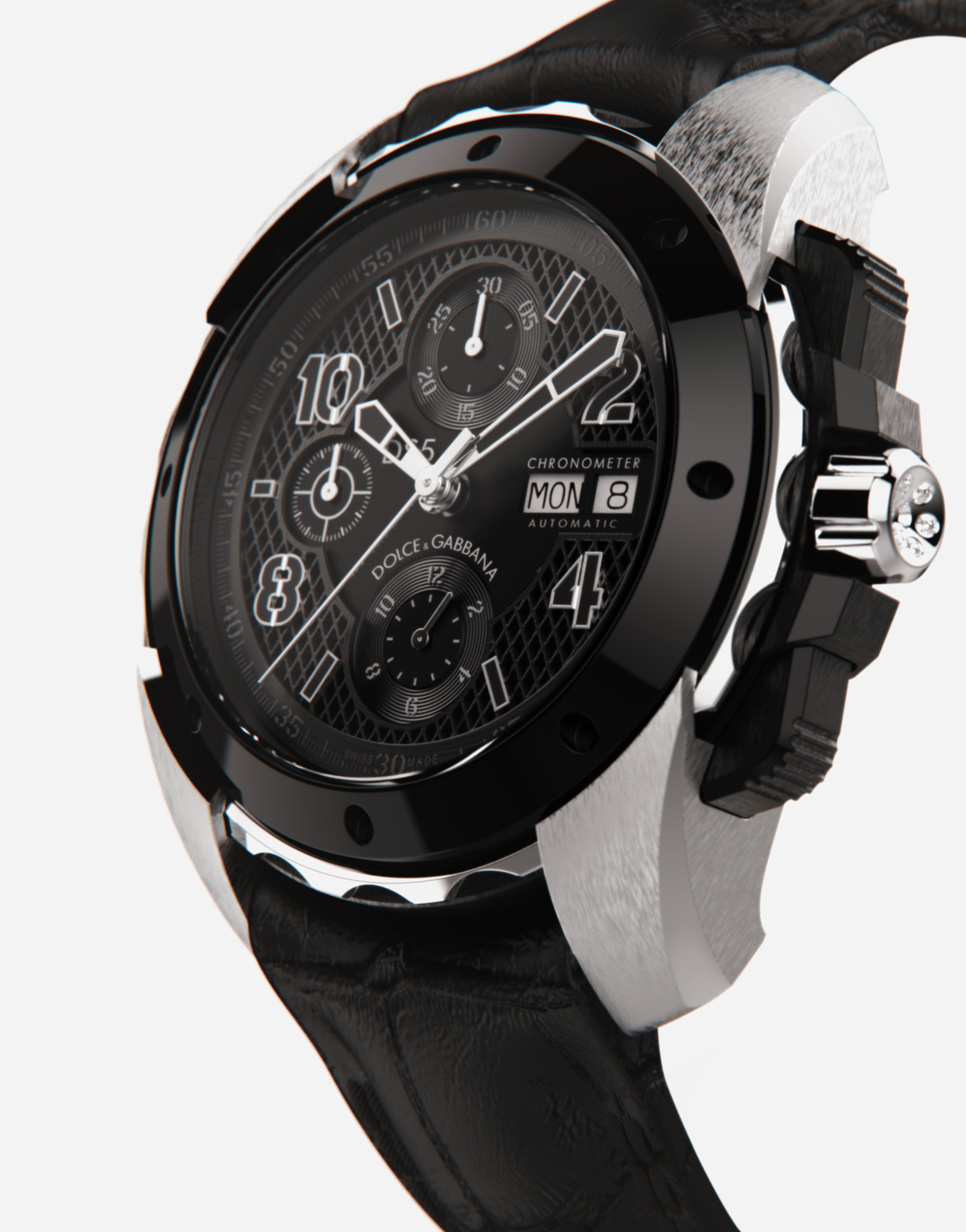 Shop Dolce & Gabbana Ds5 Watch In White Gold And Steel With Pvd Coating In Black