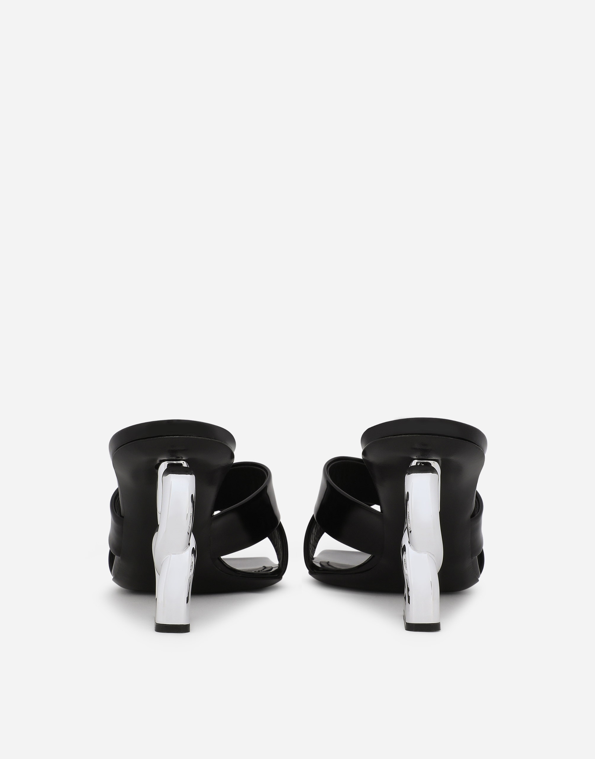 Shop Dolce & Gabbana Polished Calfskin Mules With 3.5 Heel In Black