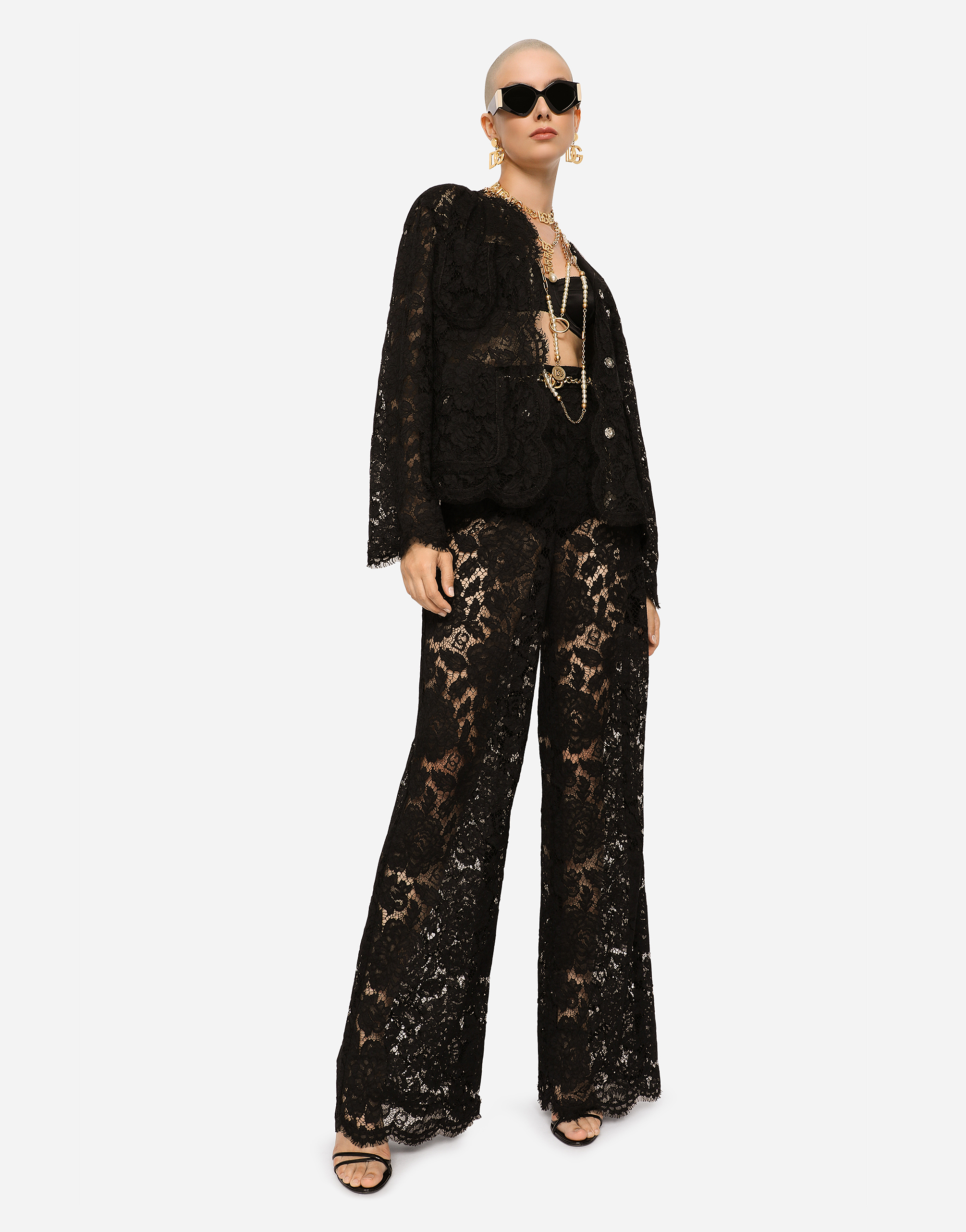 Dolce & Gabbana Single-breasted Lace Jacket In Black