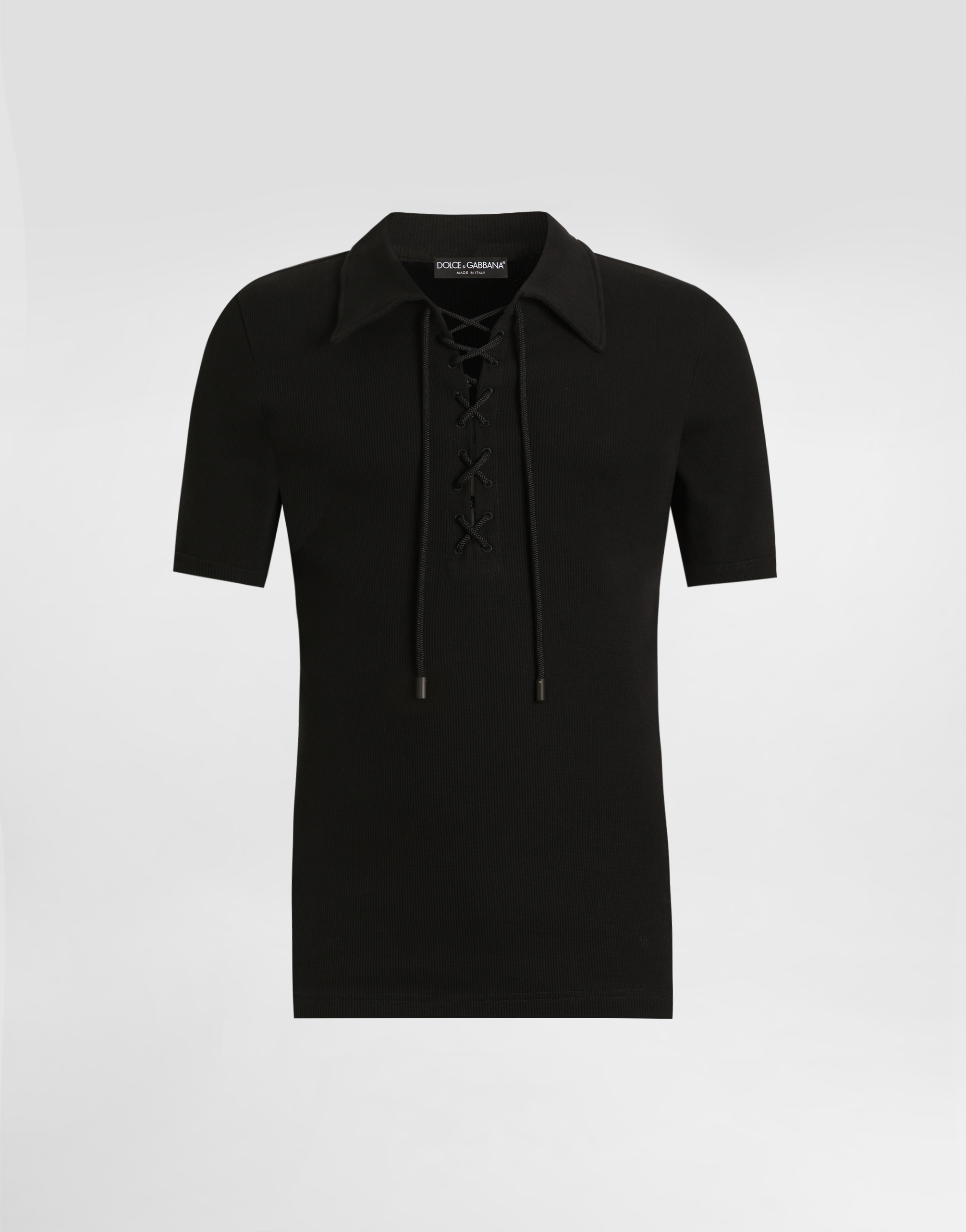 Blackのメンズ コットン インターロック ポロ Tシャツ | Dolce&Gabbana®