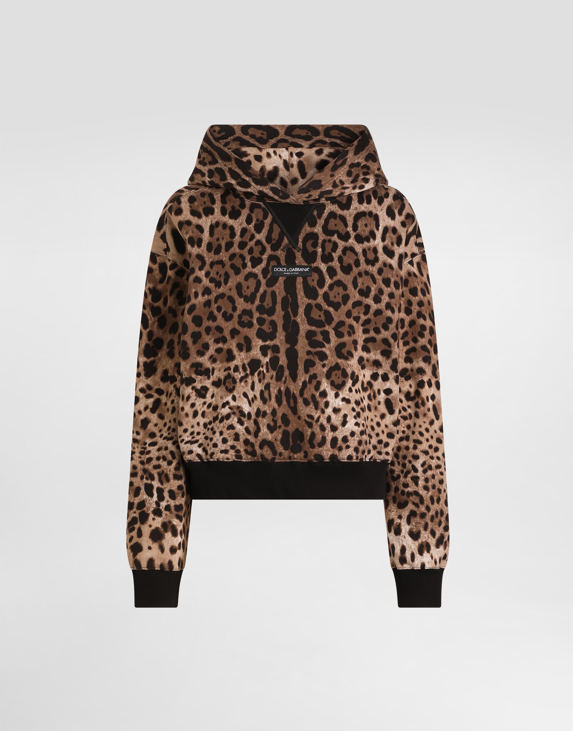 Printのウィメンズ レオプリント コットン フーディ | Dolce&Gabbana®