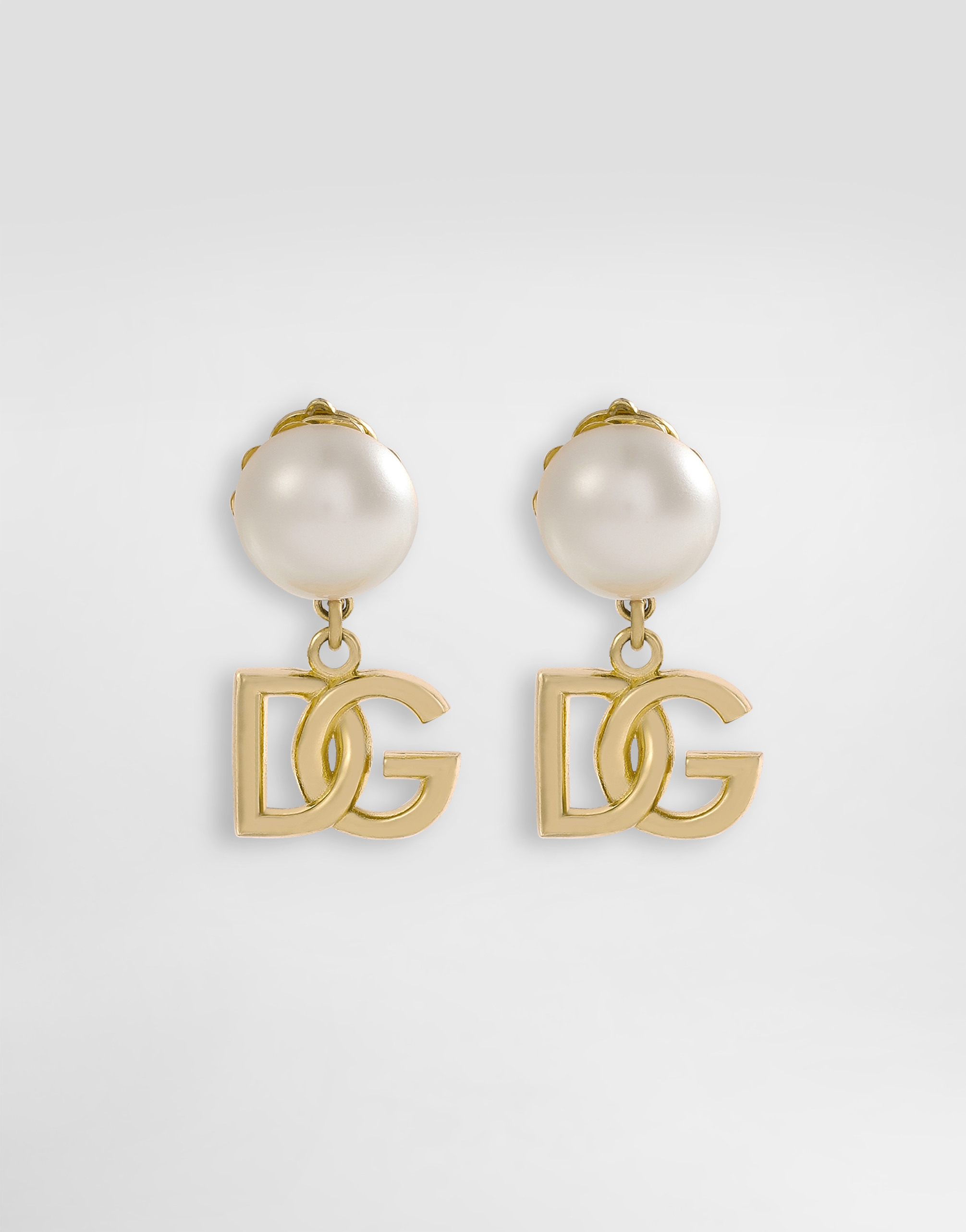 Dolce & Gabbana Earrings With Dg Logo And Pearl In Gold