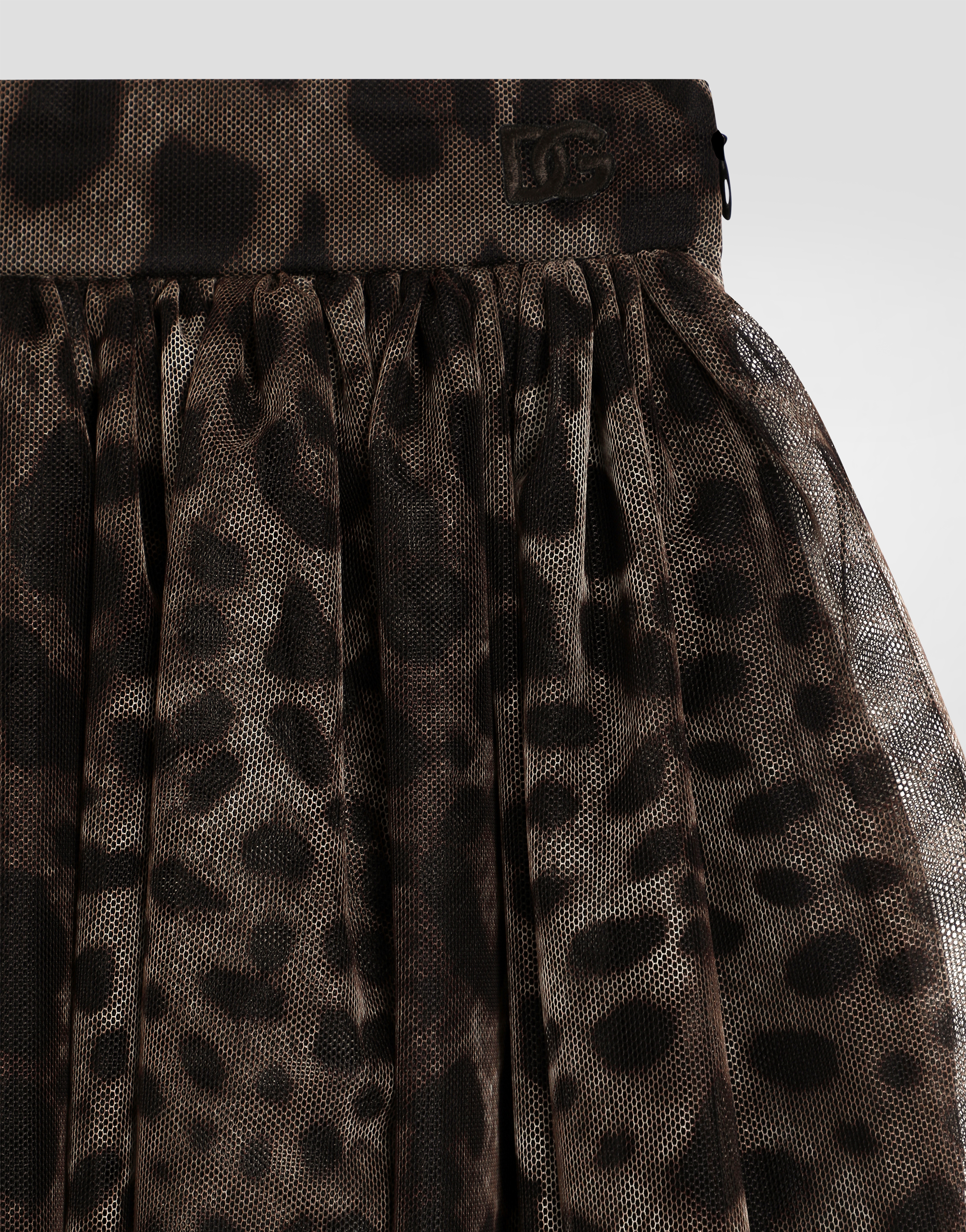 Leopard-print tulle skirt