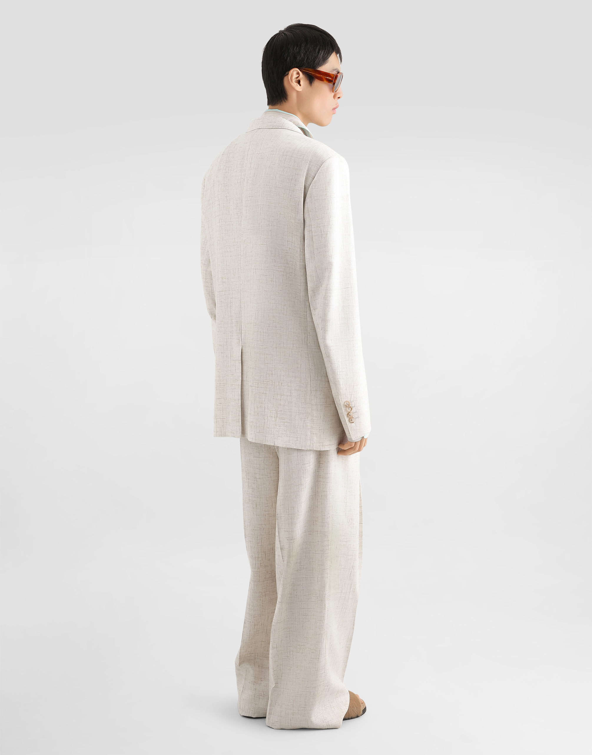  Dolce & Gabbana Single-breasted Tweed-effect Linen And Viscose Jacket - Mann Anzüge Und Blazer Beige 44 
