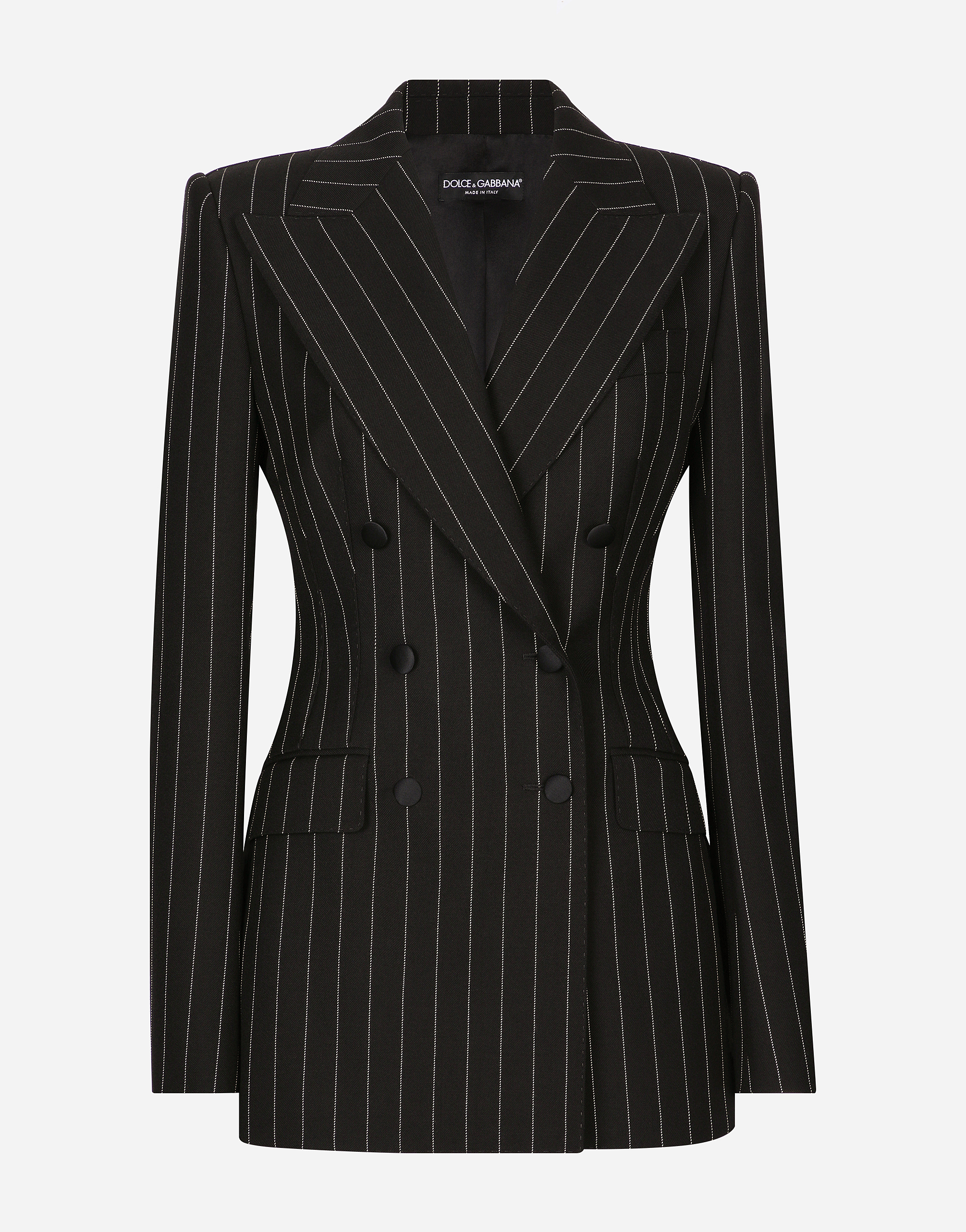 Dolce & Gabbana Double-breasted Pinstripe Wool Turlington Jacket - Woman Blazers Multicolor