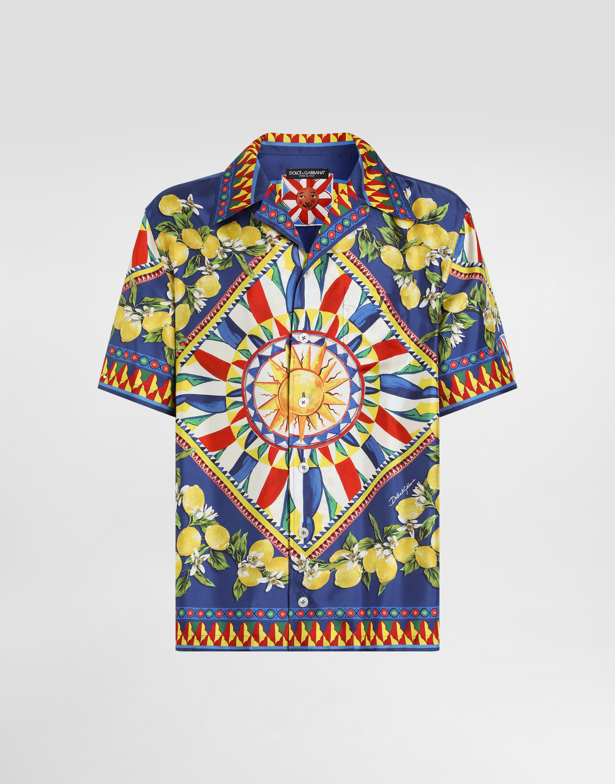 Carretto-print hawaii silk twill shirt in Multicolor for Men