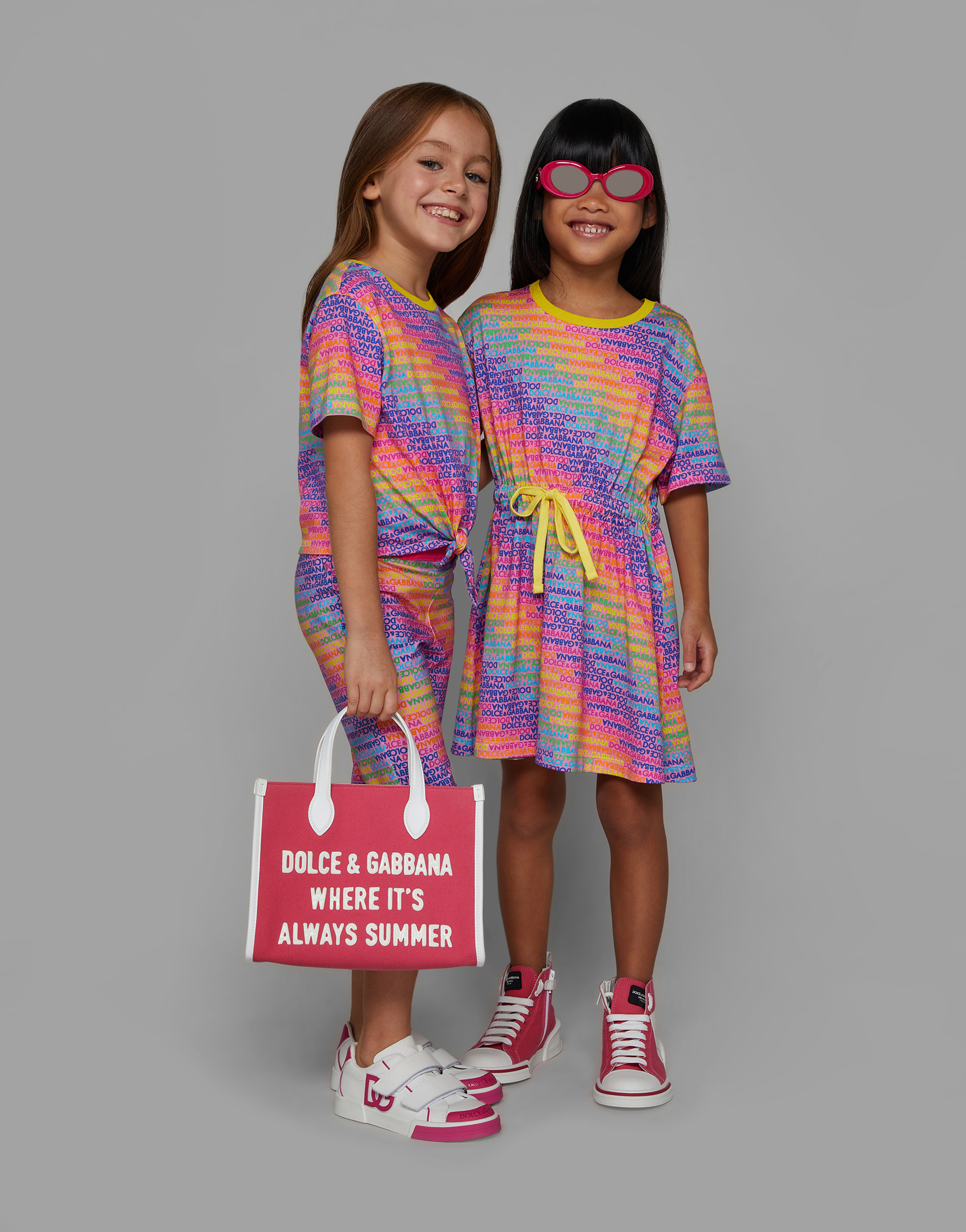 Jersey dress with all-over logo print