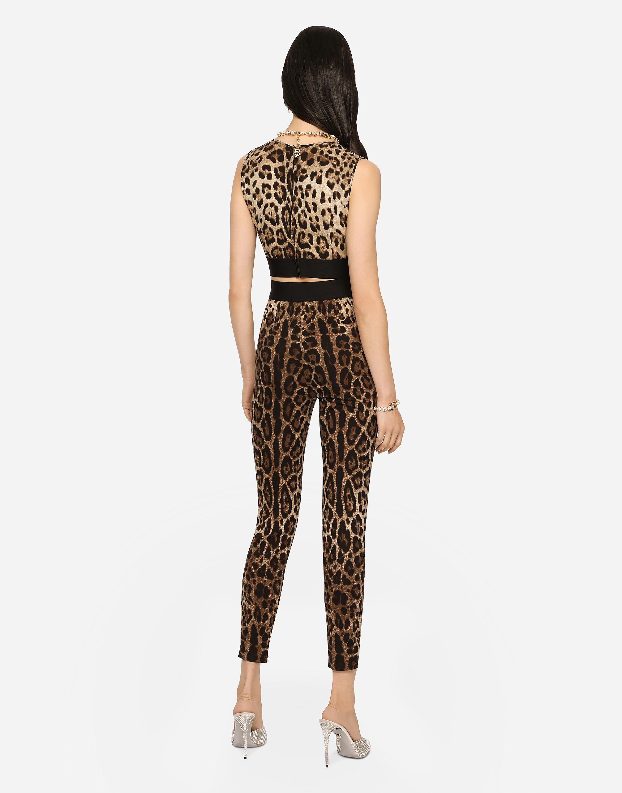 Shop Dolce & Gabbana Leopard-print Charmeuse Leggings In Animal Print
