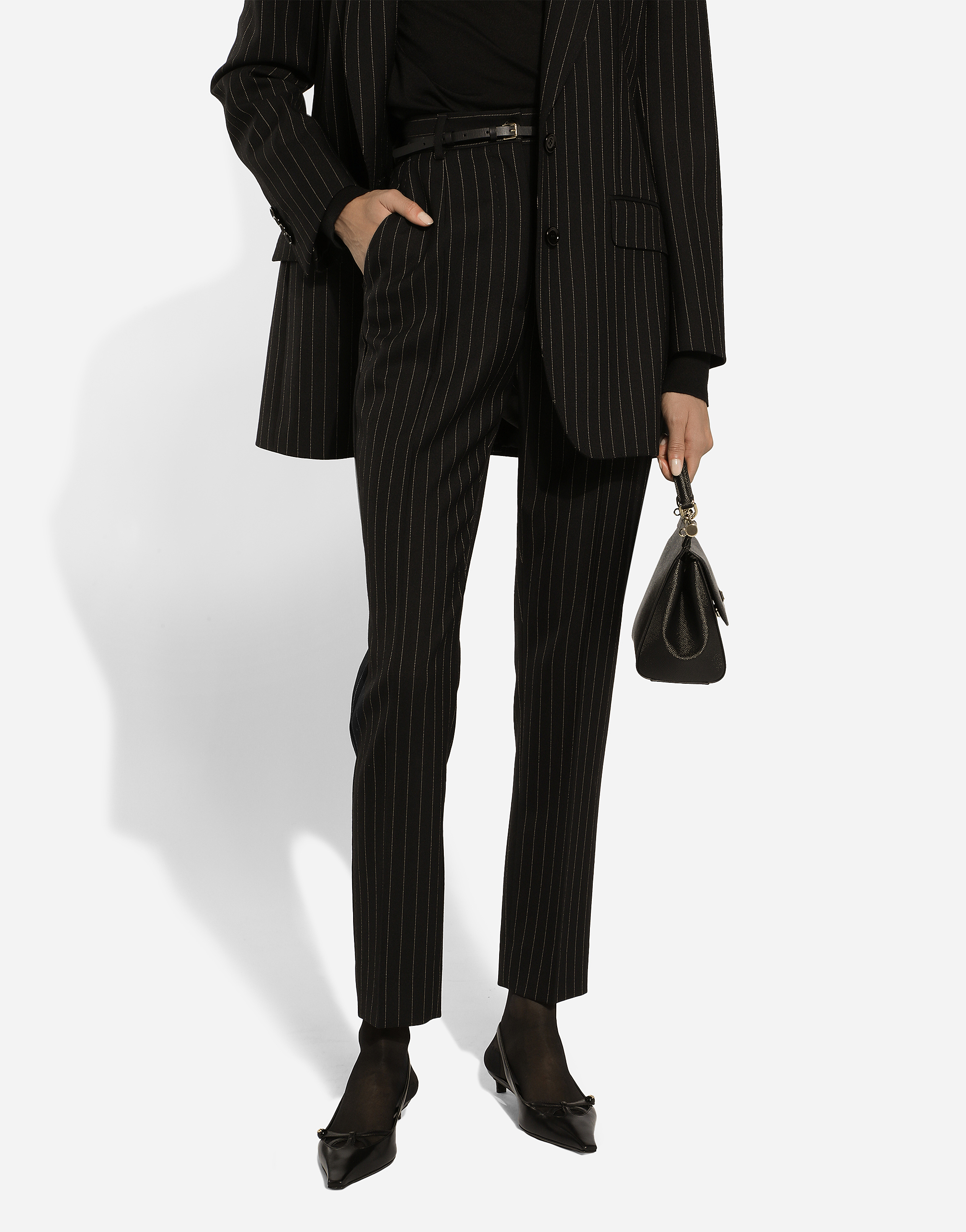 Dolce & Gabbana Tailored Pinstripe Wool Pants In Multicolor