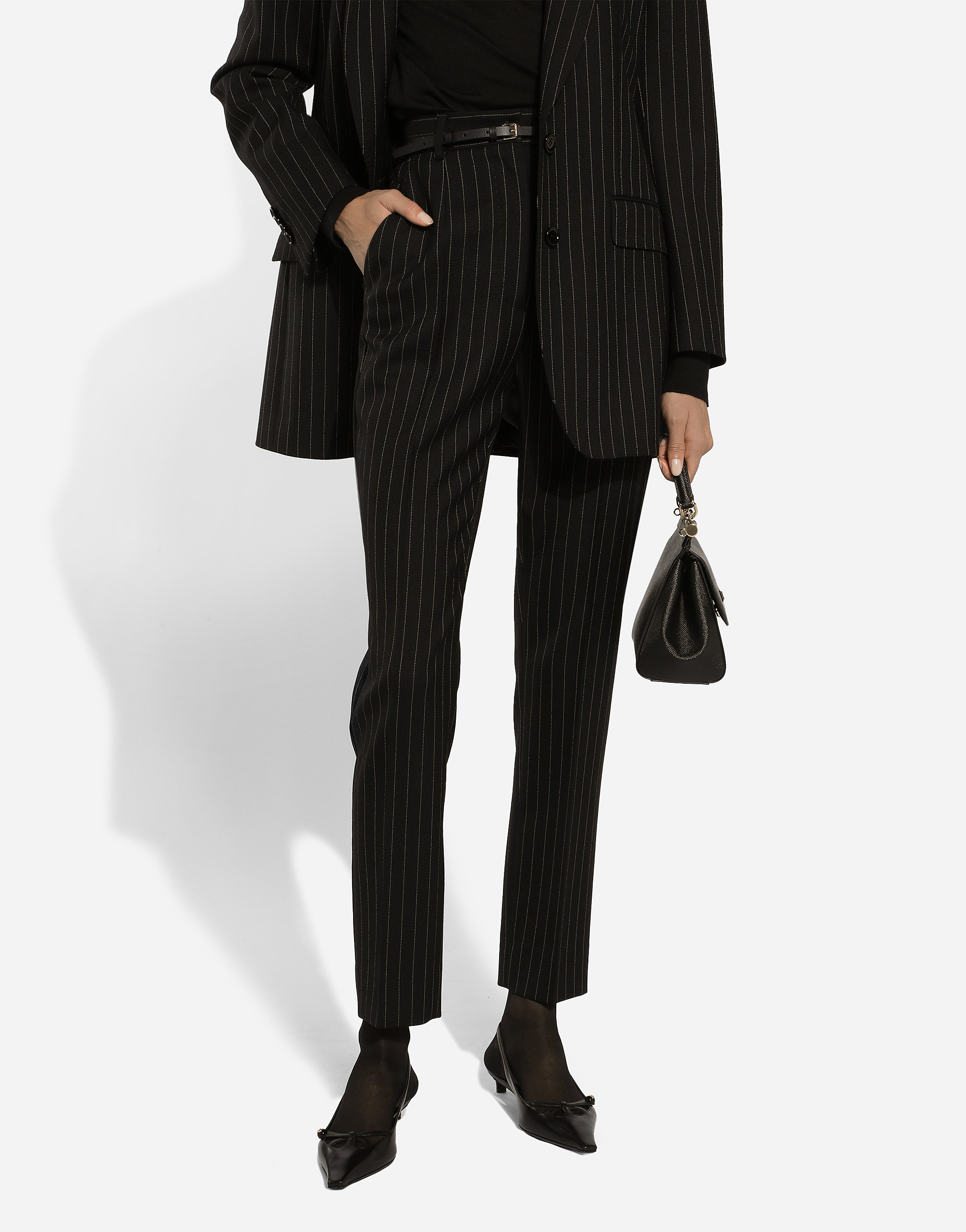 Dolce & Gabbana Tailored Pinstripe Wool Pants In Multicolor