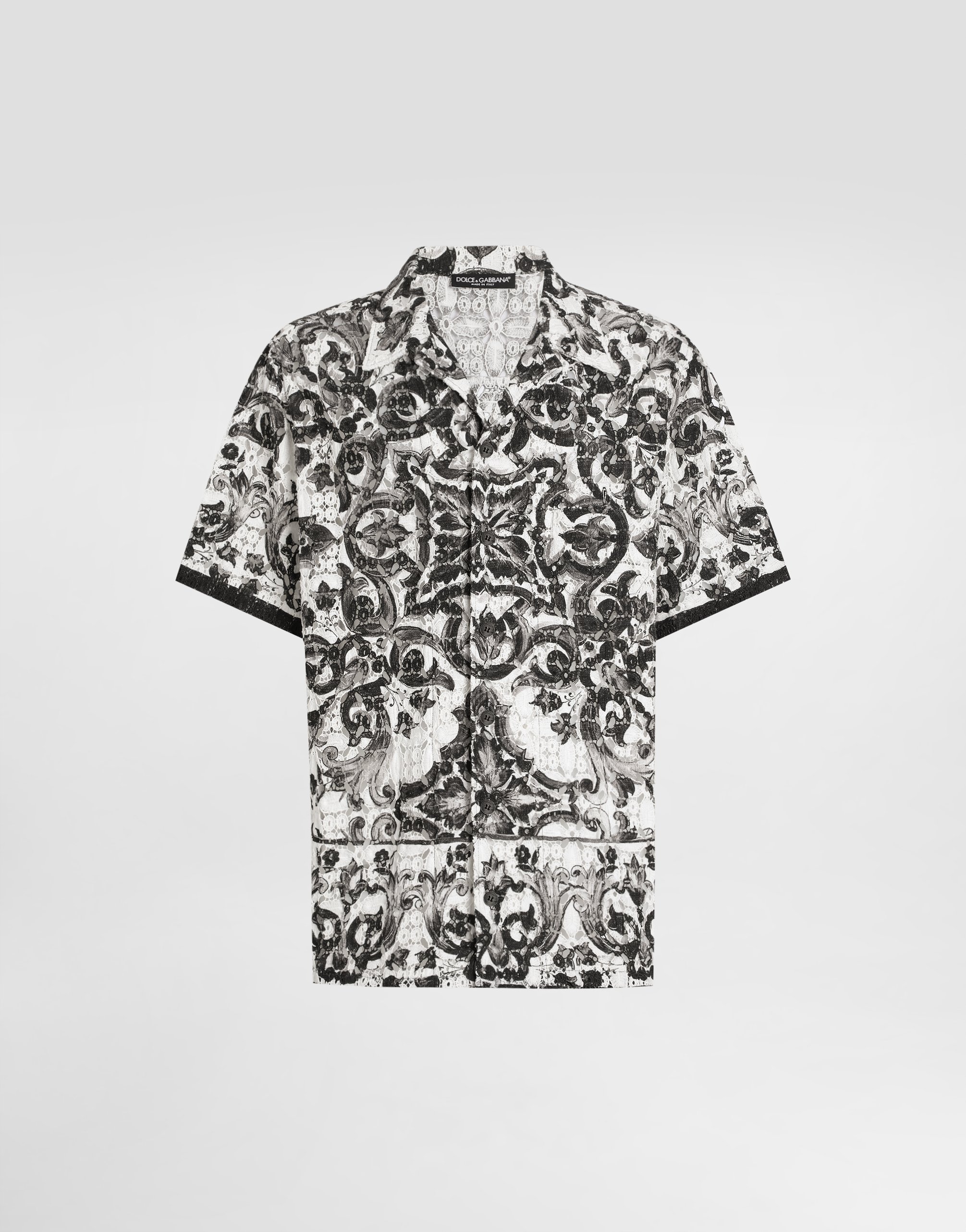 Majolica-print hawaii crochet lace shirt